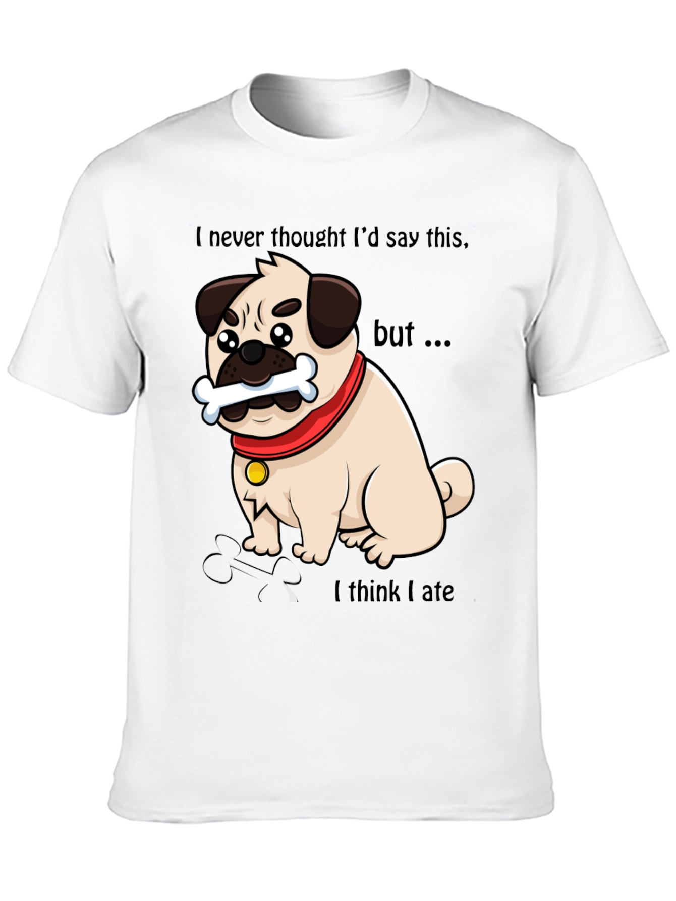 Funny Pug Dog Graphic T-Shirt - Bone App��tit!