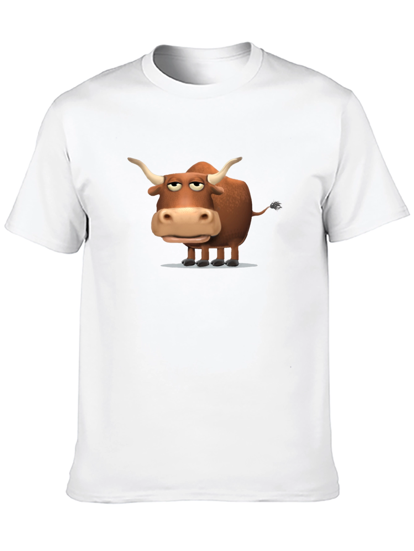 Funny Cartoon Bull Graphic Print Black T-Shirt