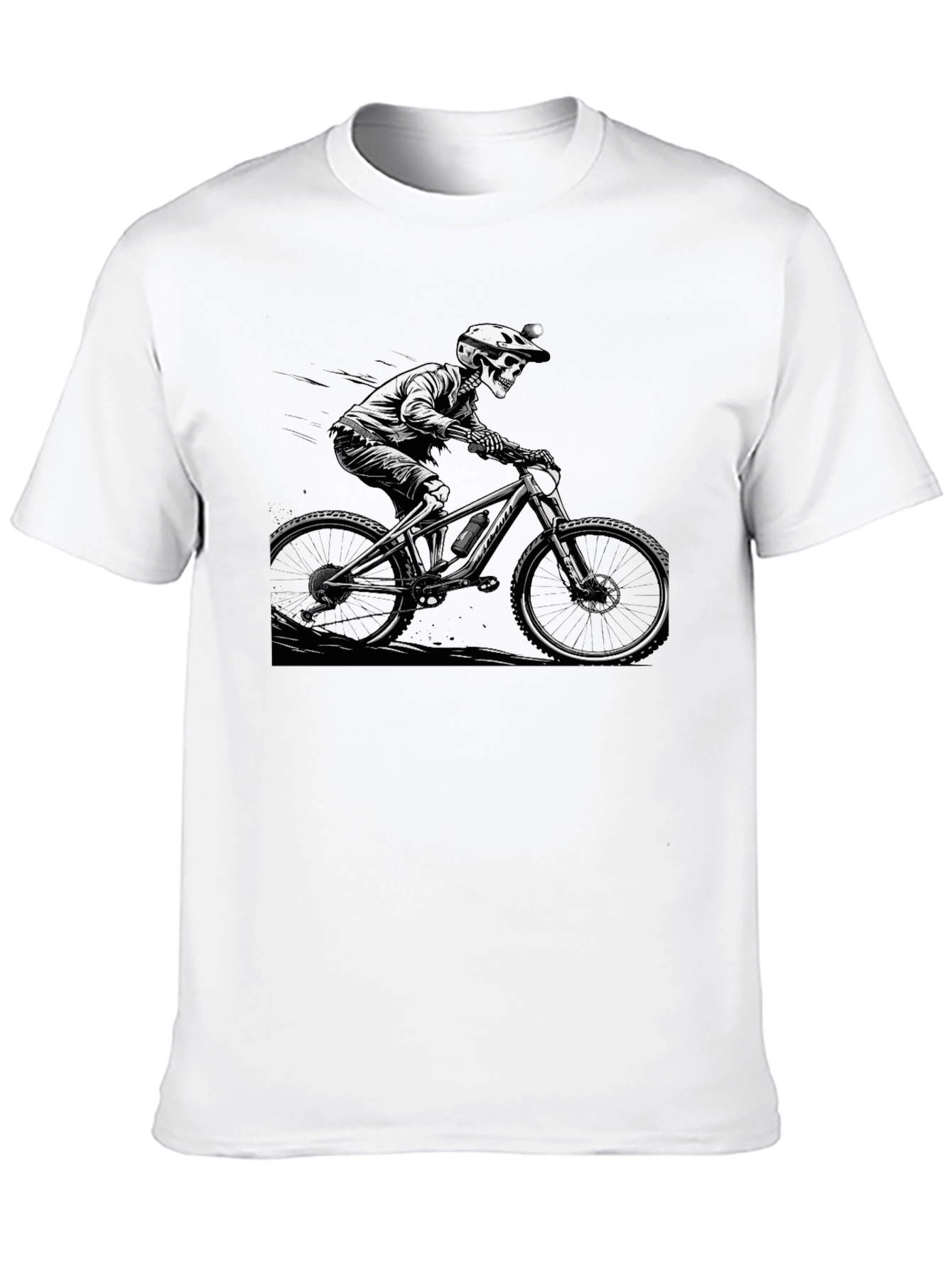 Skeleton Biker Graphic Tee - Black Cotton Shirt