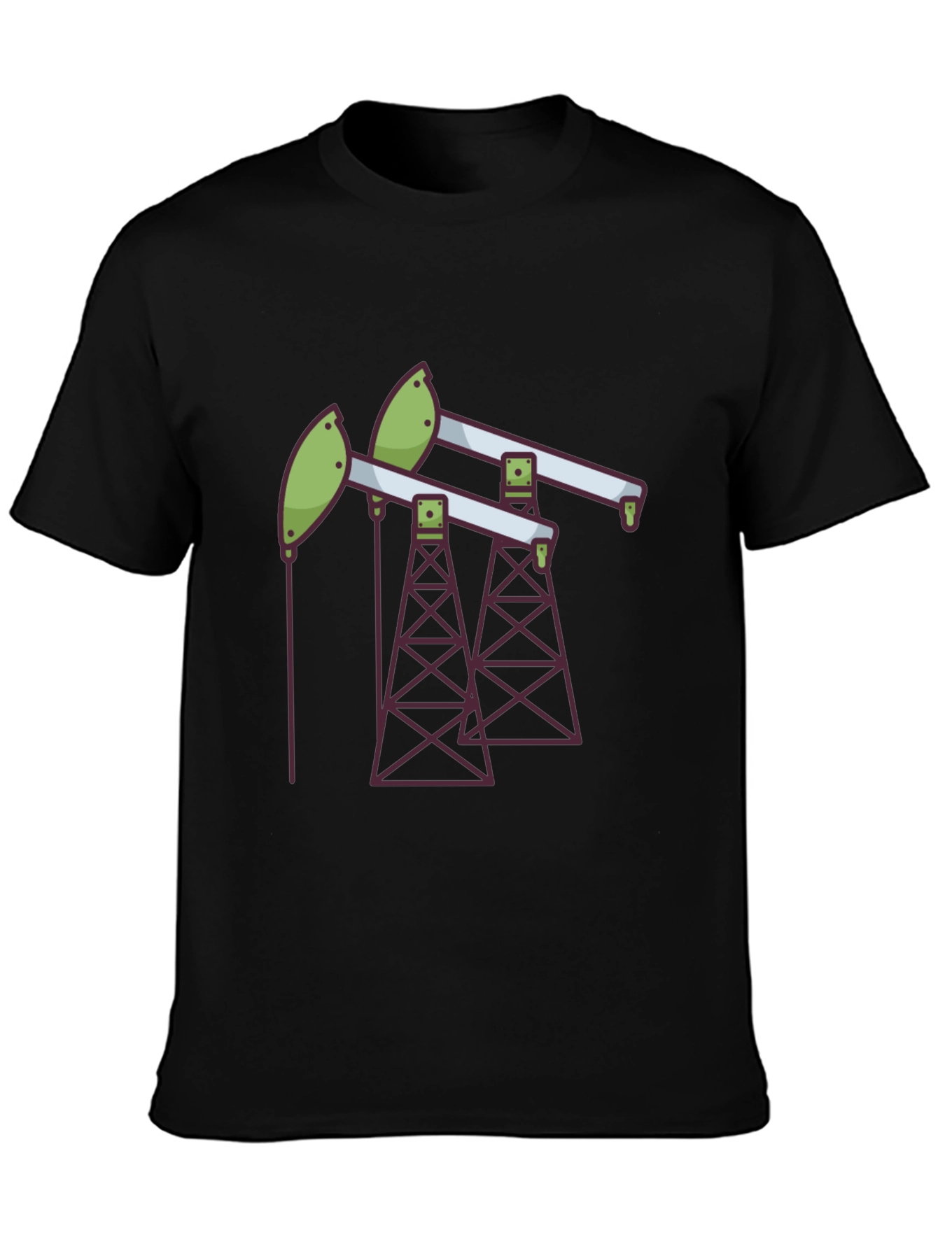 Black Oil Rig T-Shirt - Modern Graphic Tee