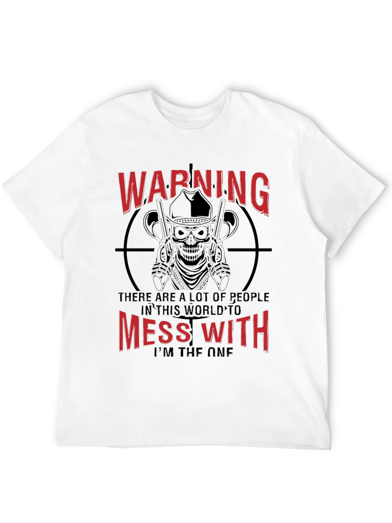 Warning Skull Graphic Tee - Black Cotton