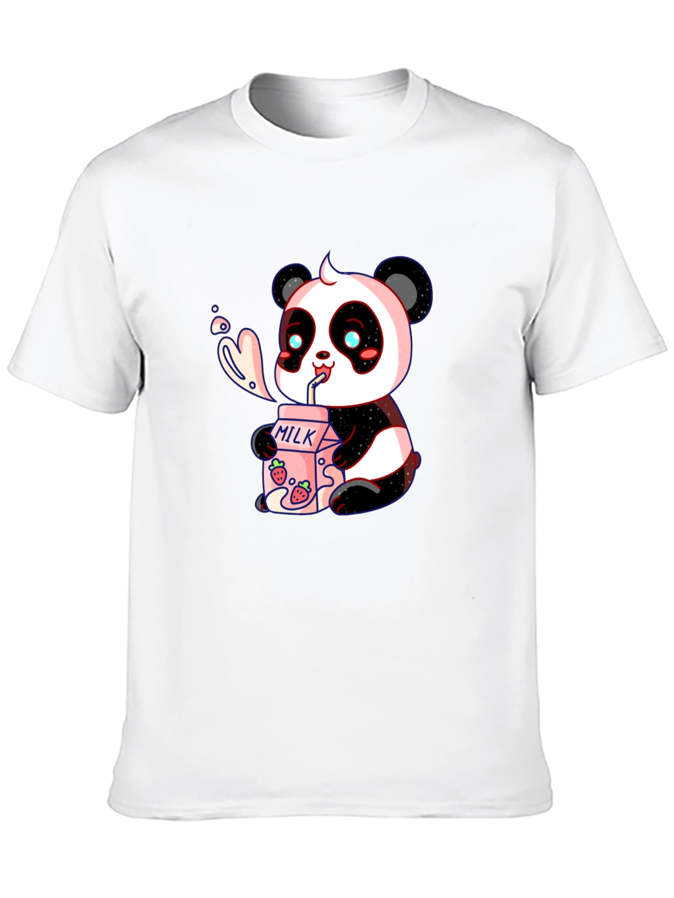 Cute Panda Drinking Milk Graphic T-Shirt