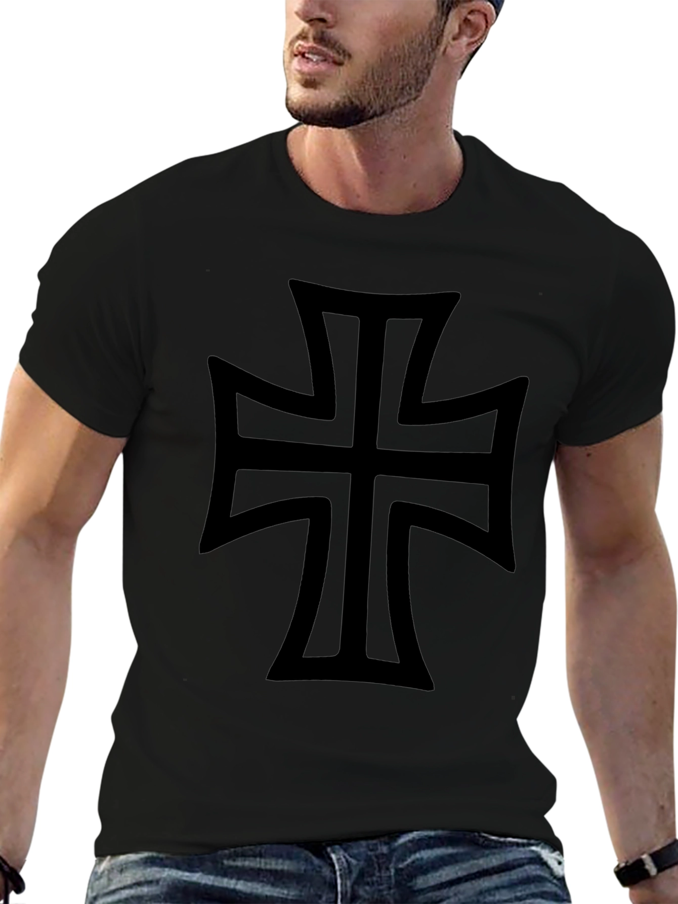 Black Iron Cross Graphic T-Shirt - Classic Design