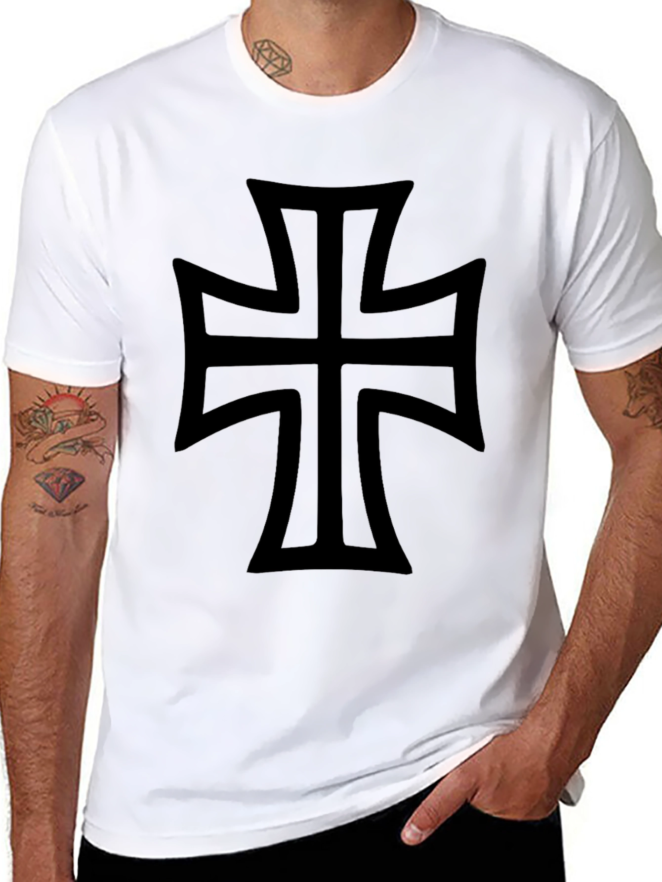 Black Iron Cross Graphic T-Shirt - Classic Design