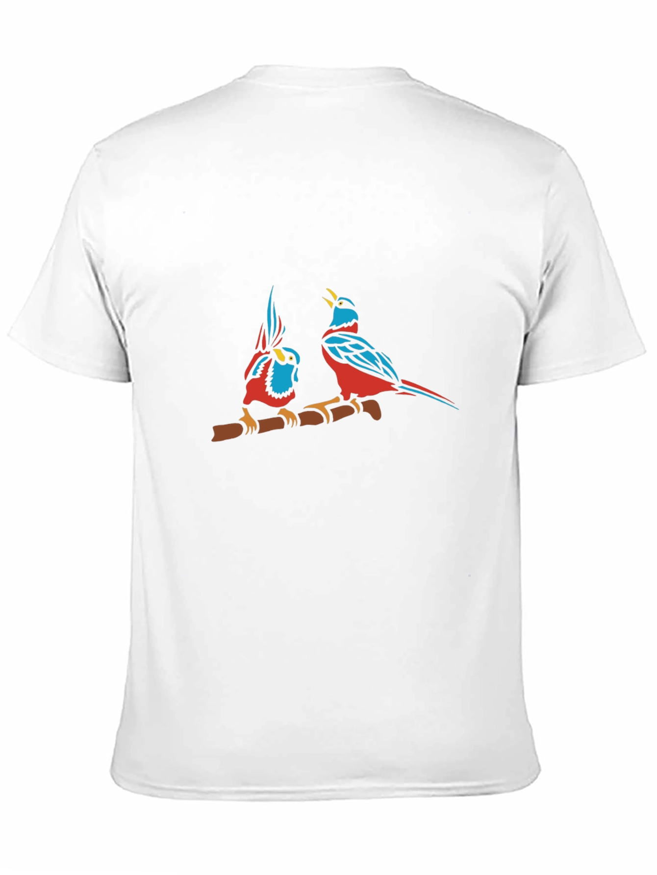 Bird Print Black Cotton T-Shirt