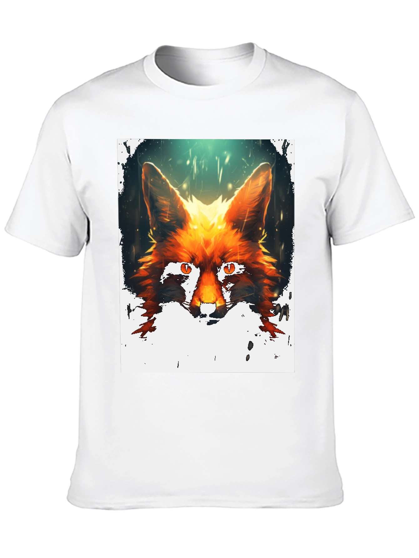 Fox Portrait Graphic Print Black T-Shirt
