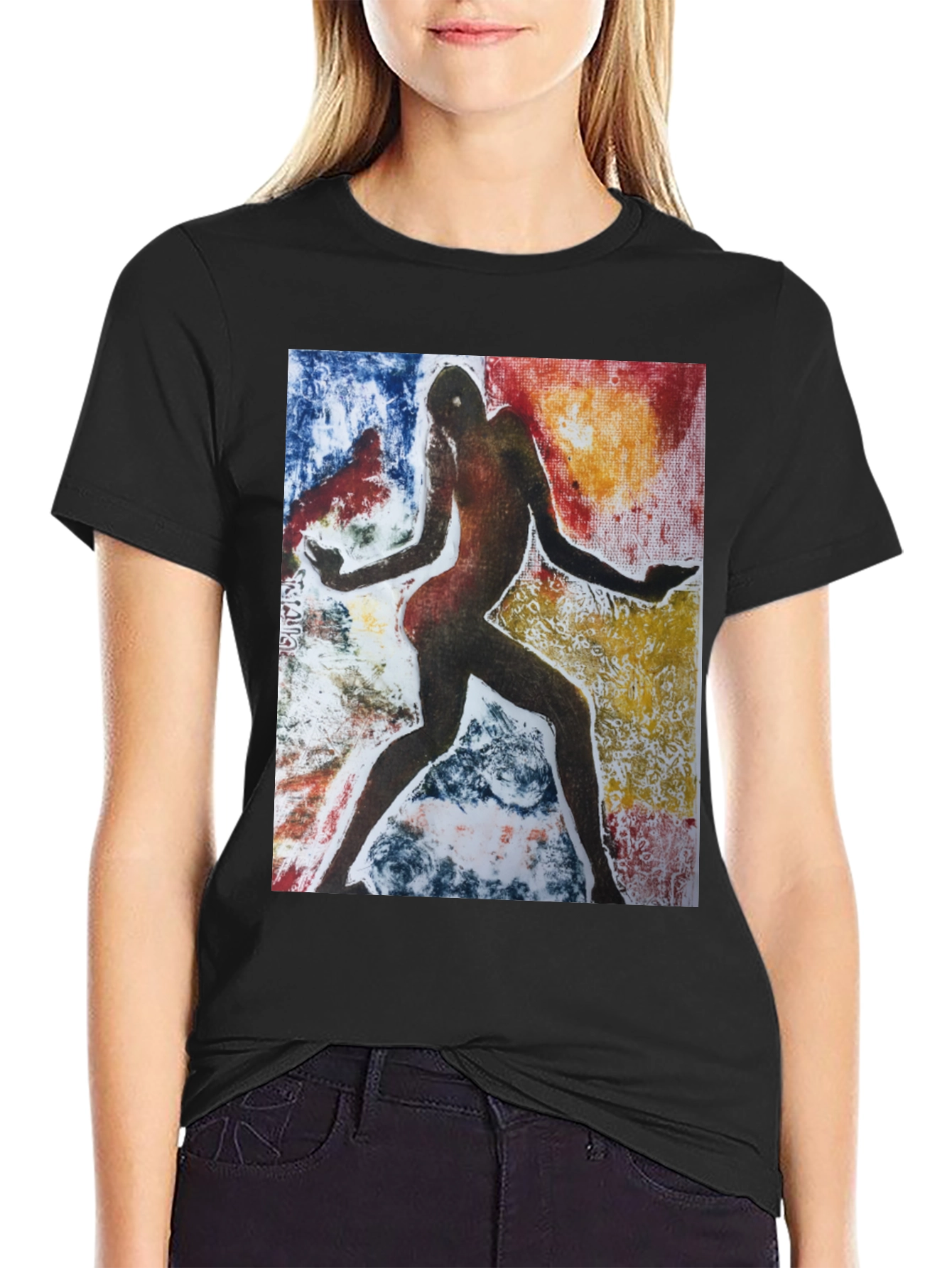 Abstract Figure Graphic Black Tee