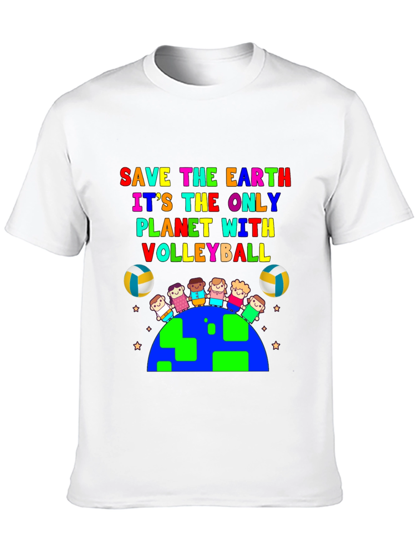 Save the Earth Volleyball Planet Graphic T-Shirt