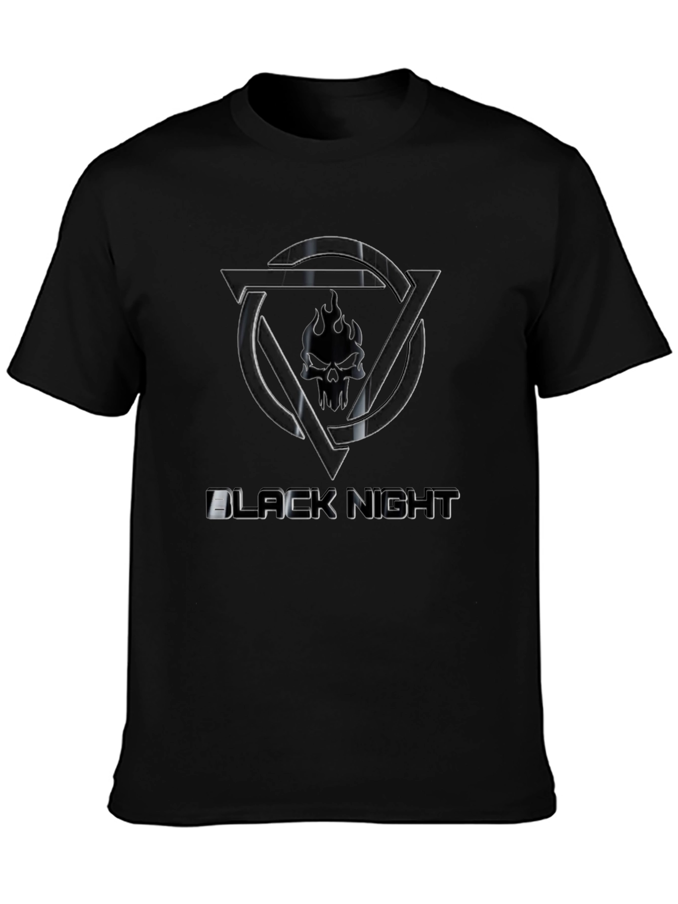 Black Night Graphic Tee - Edgy Skull Design