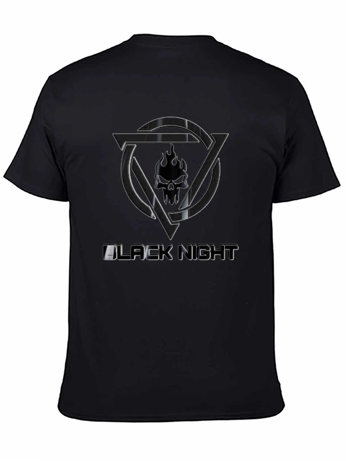 Black Night Graphic Tee - Edgy Skull Design
