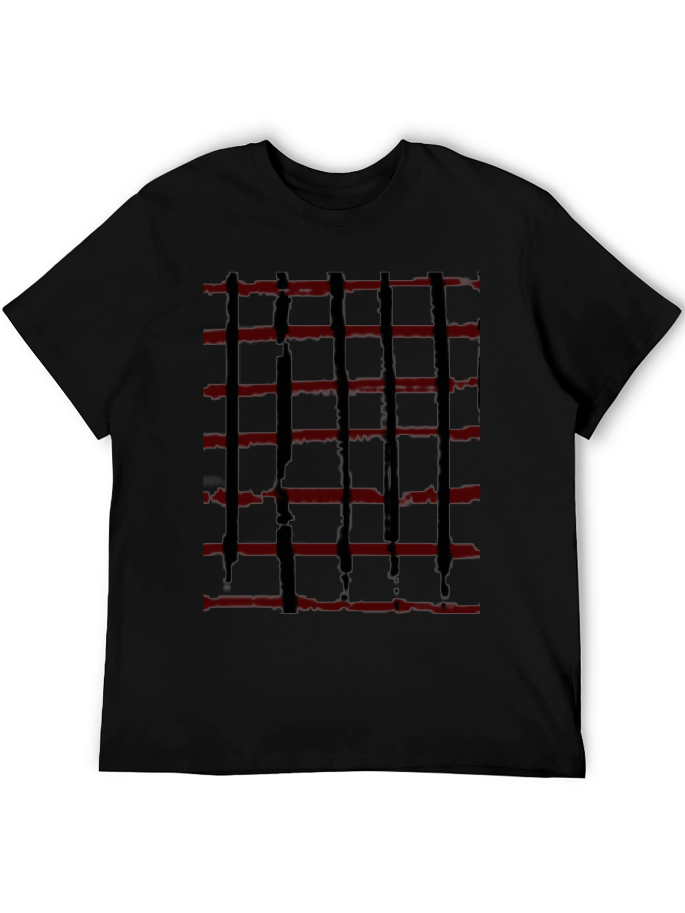 Abstract Red and Black Striped Graphic Tee