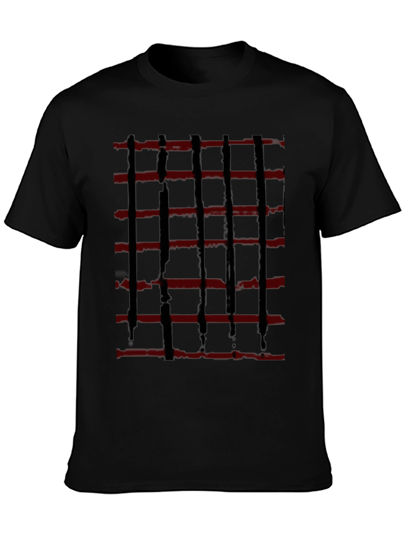 Abstract Red and Black Striped Graphic Tee