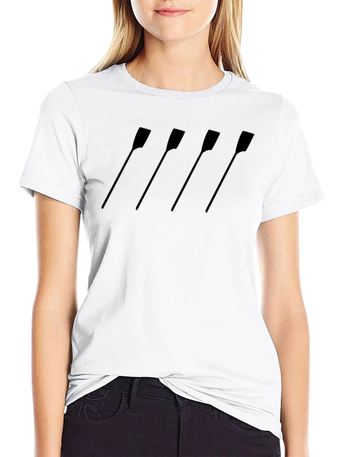 Rowing Oars Graphic Tee - Black Cotton T-Shirt