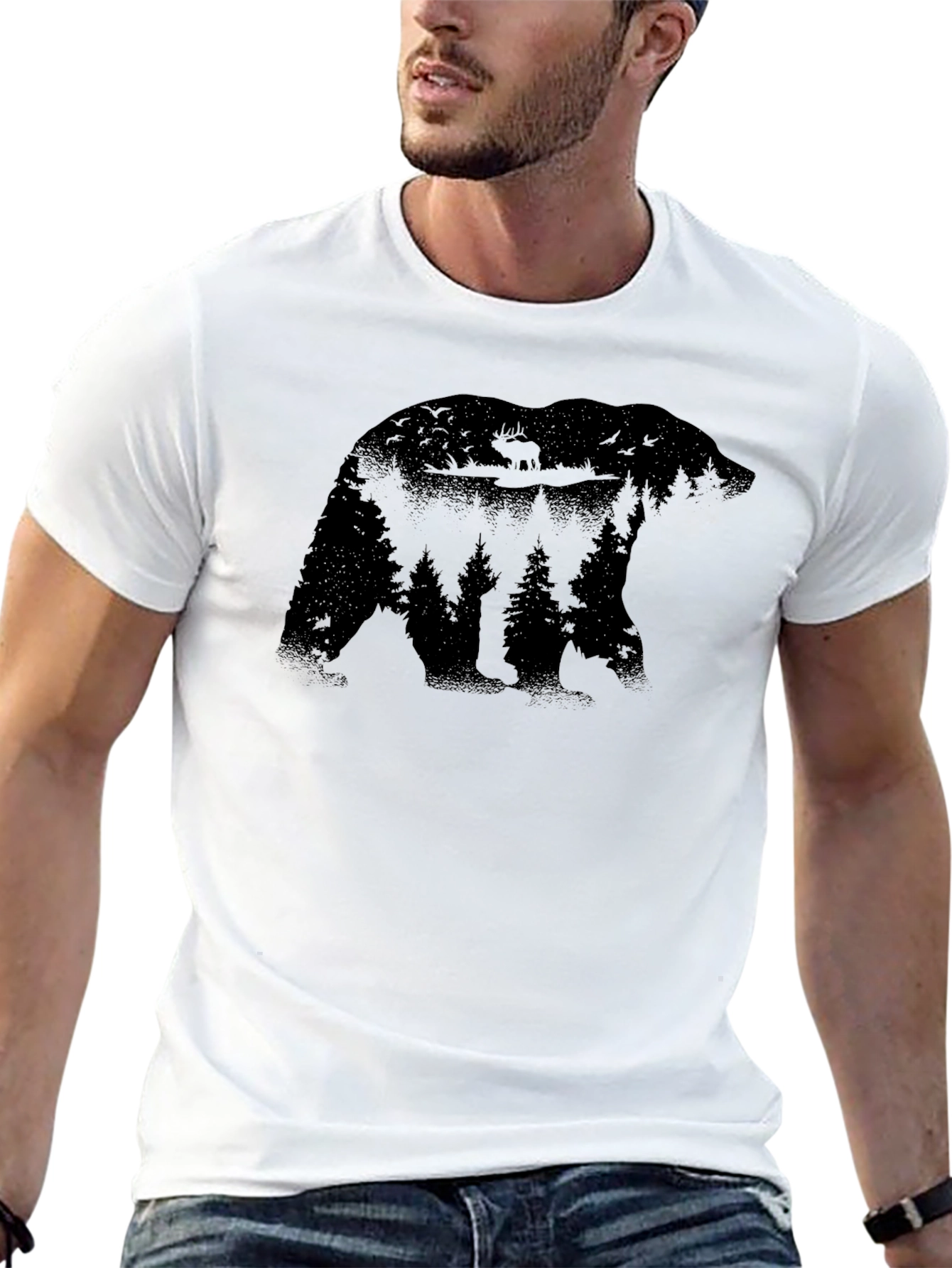 Nature Bear Graphic Tee - Mens Black T-Shirt