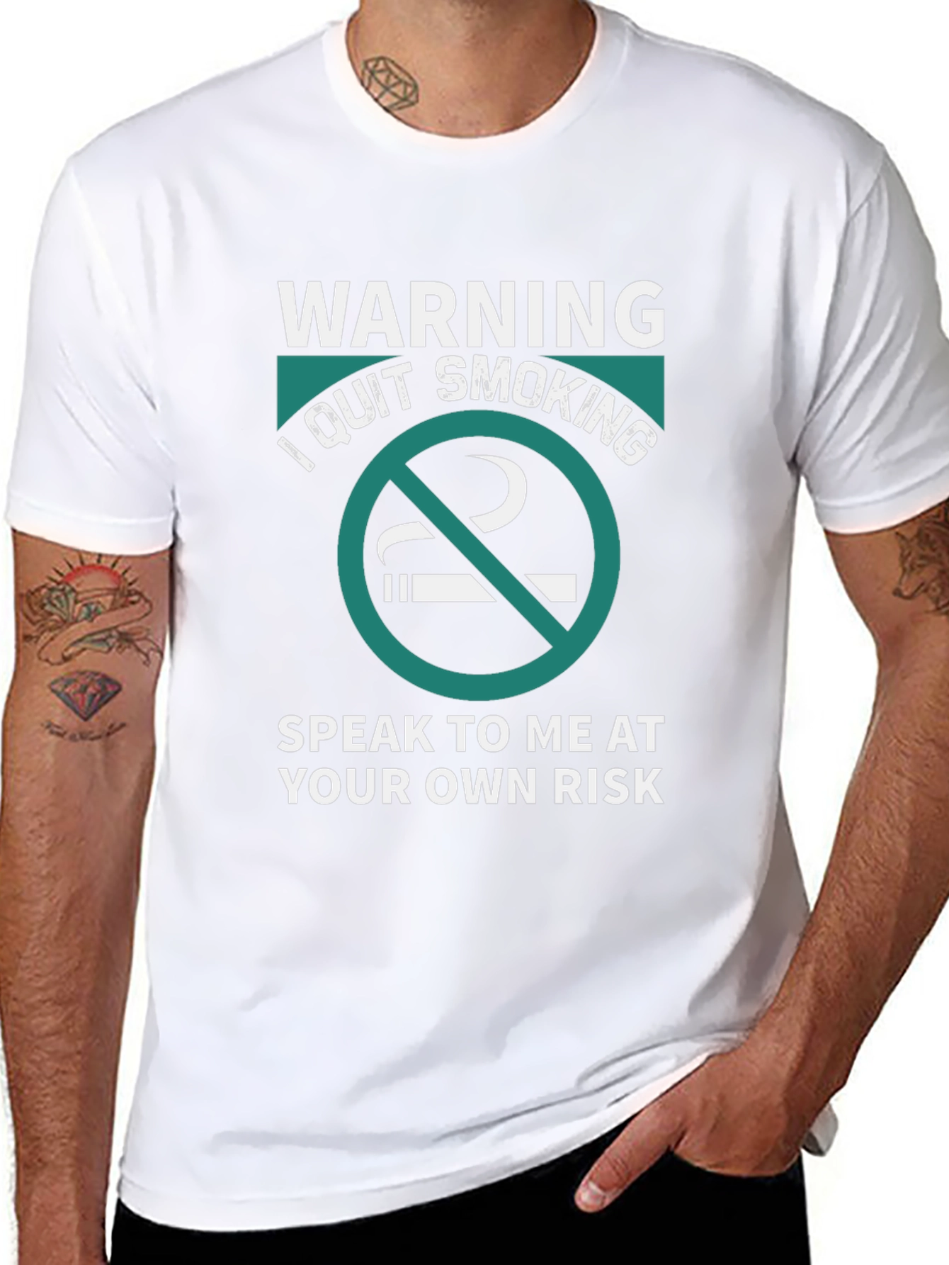 Warning I Quit Smoking Black Graphic Tee