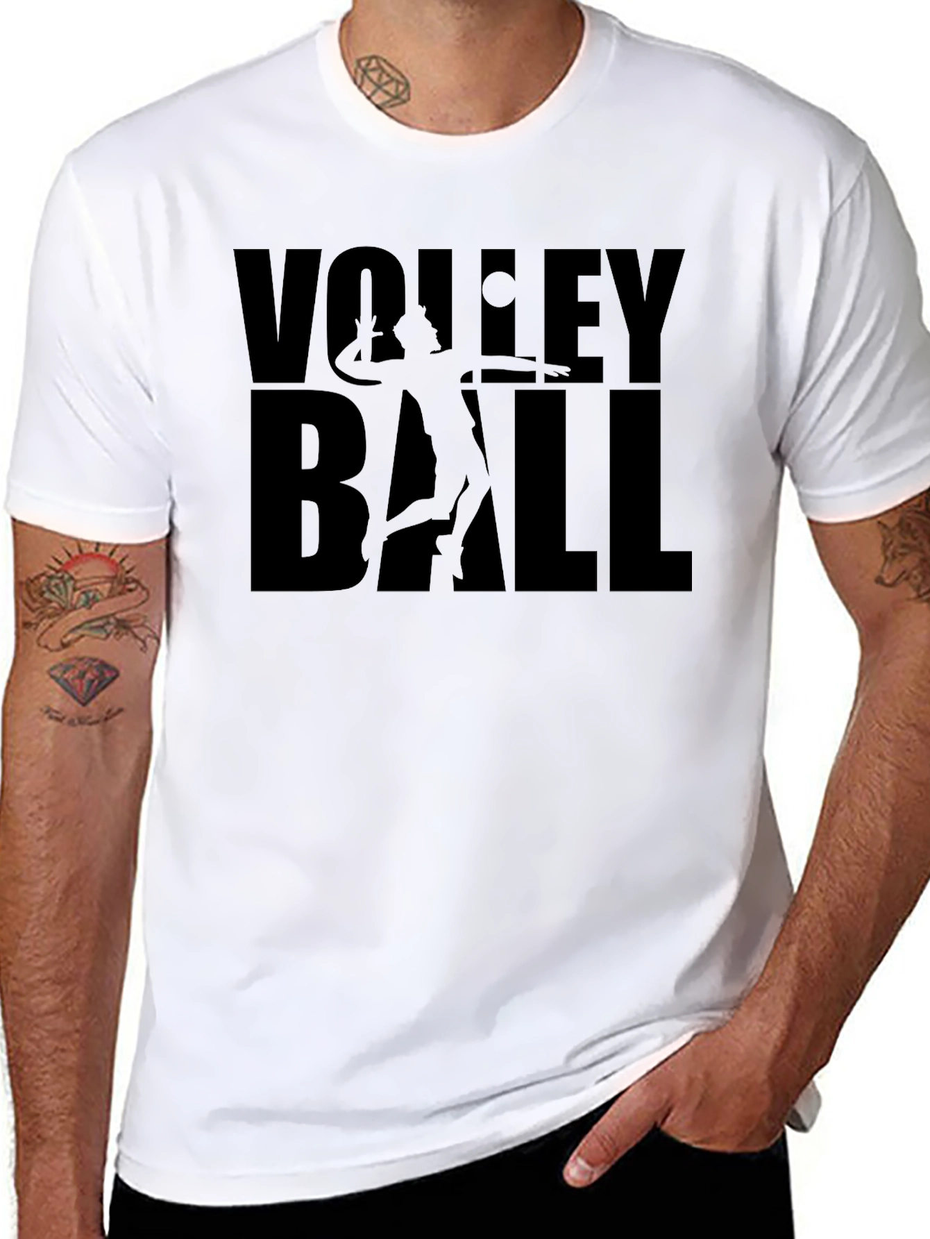 Volleyball Player Graphic Print Crew Neck T-Shirt