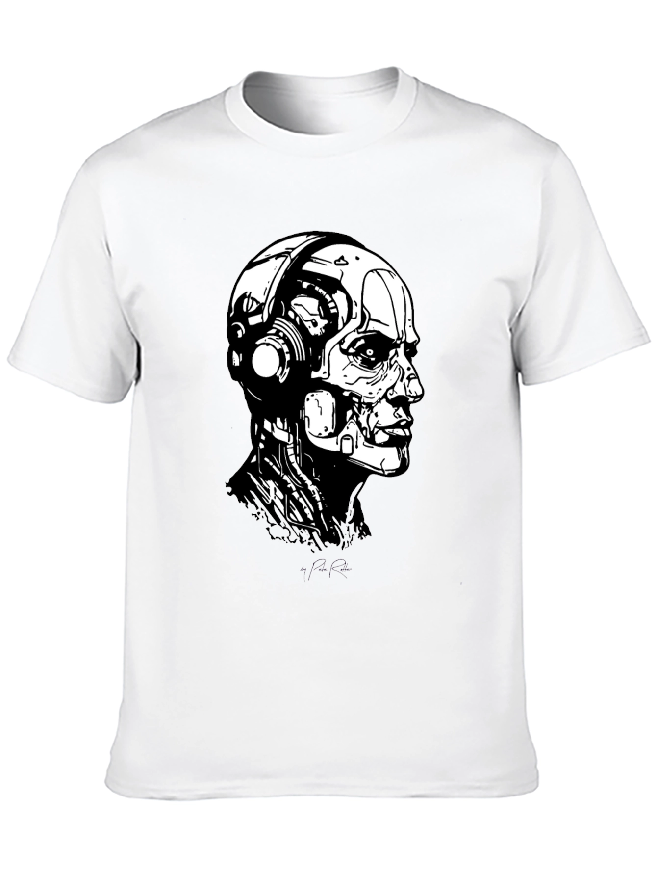 Cyberpunk Robot Head Black T-Shirt