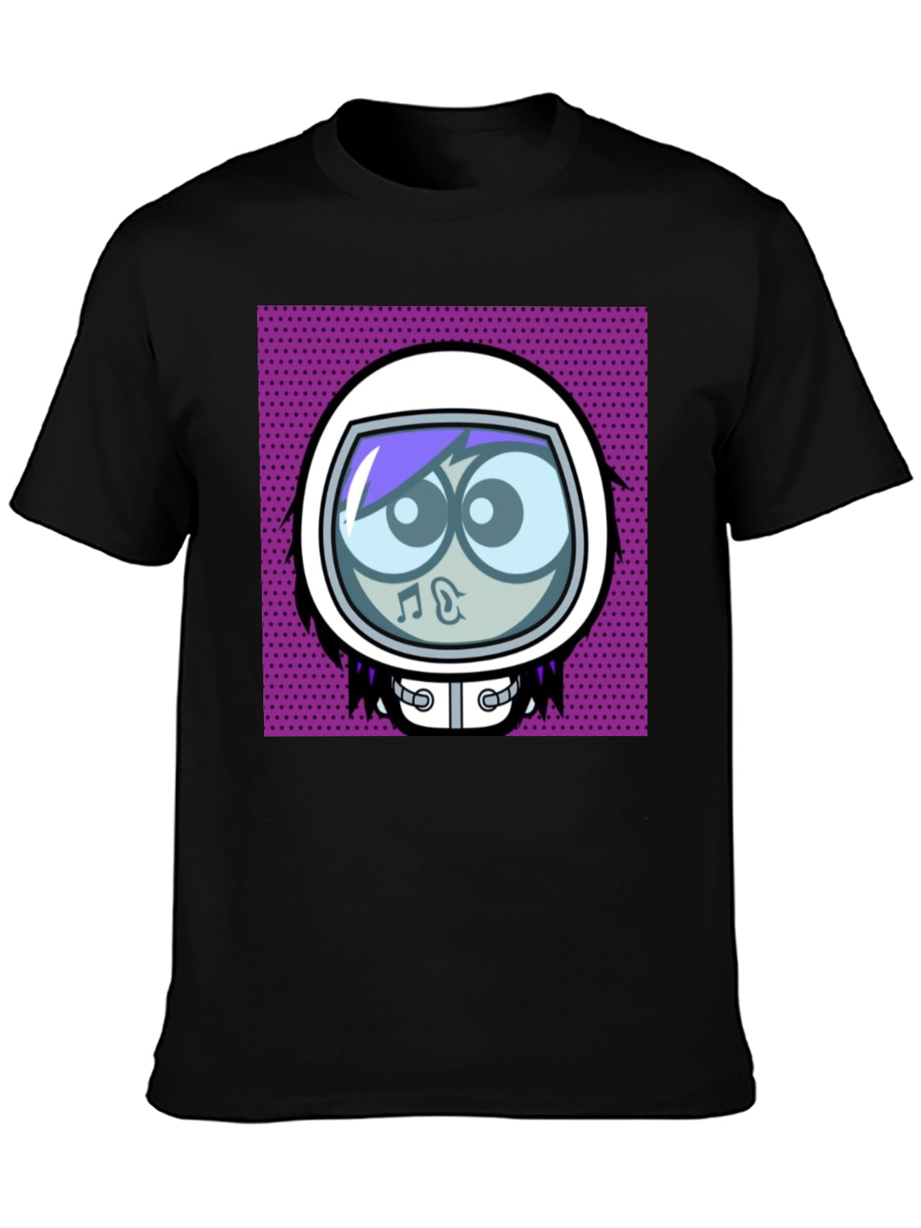 Cartoon Astronaut Black Graphic Tee