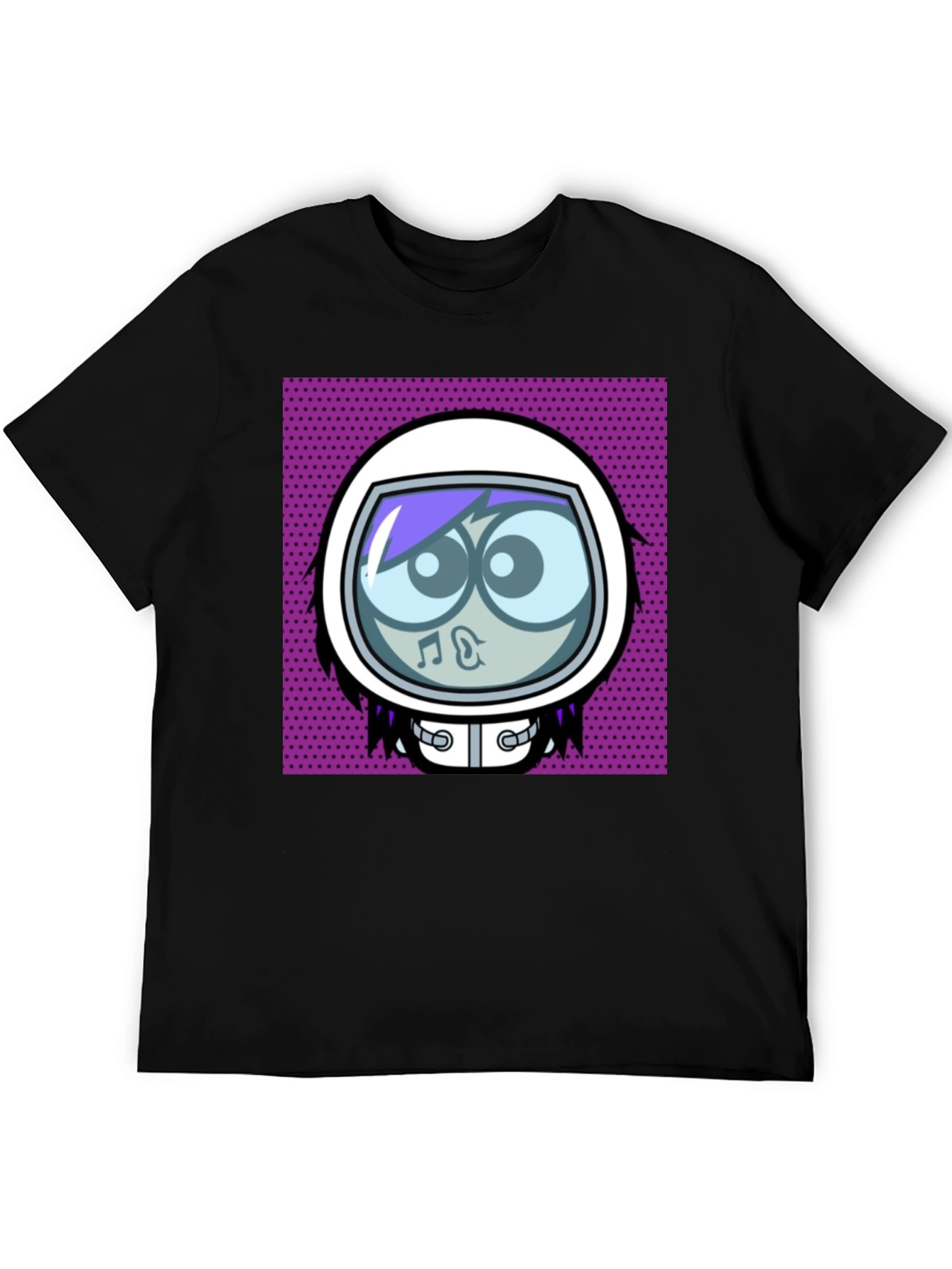 Cartoon Astronaut Black Graphic Tee