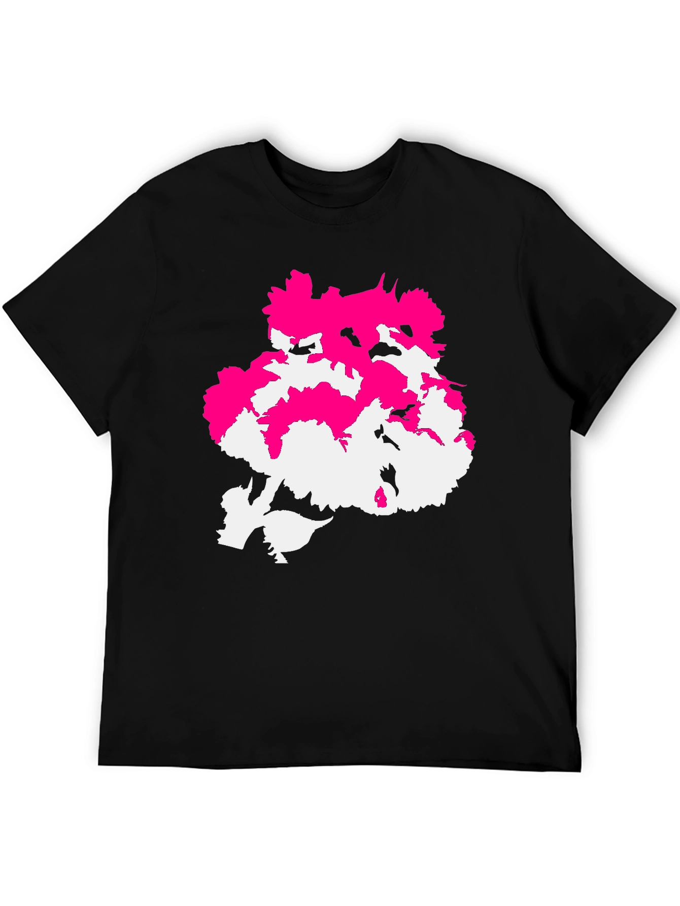 Abstract Pink & White Design Black T-Shirt