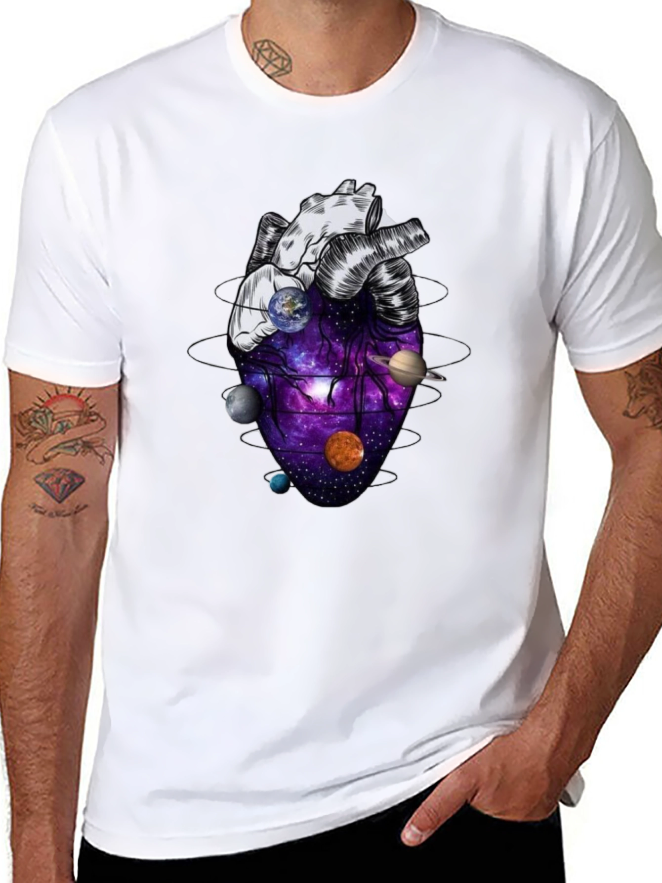 Galaxy Heart Graphic Tee - Black Unisex T-Shirt
