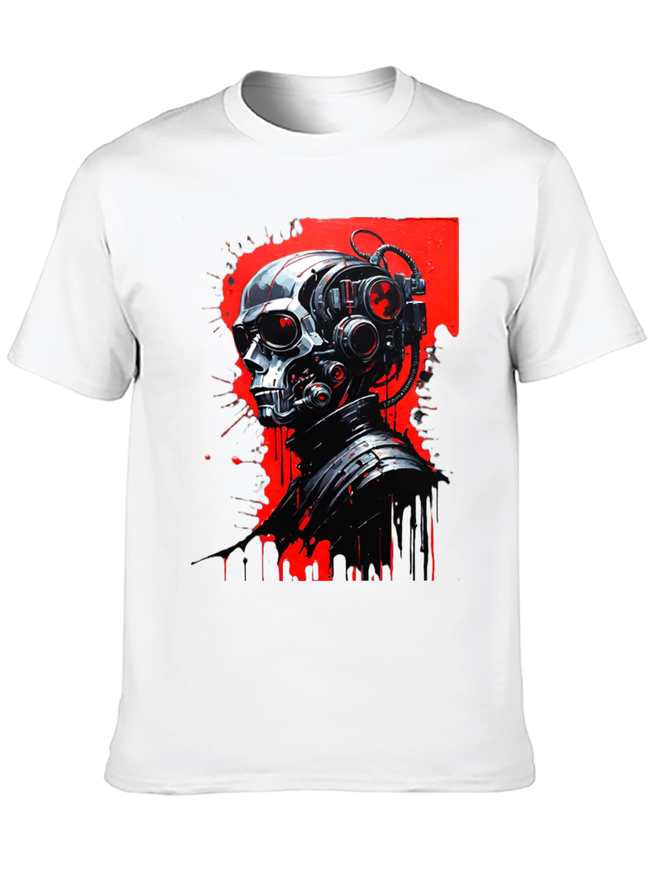 Cyberpunk Skull Graphic Tee - Mens Black T-Shirt