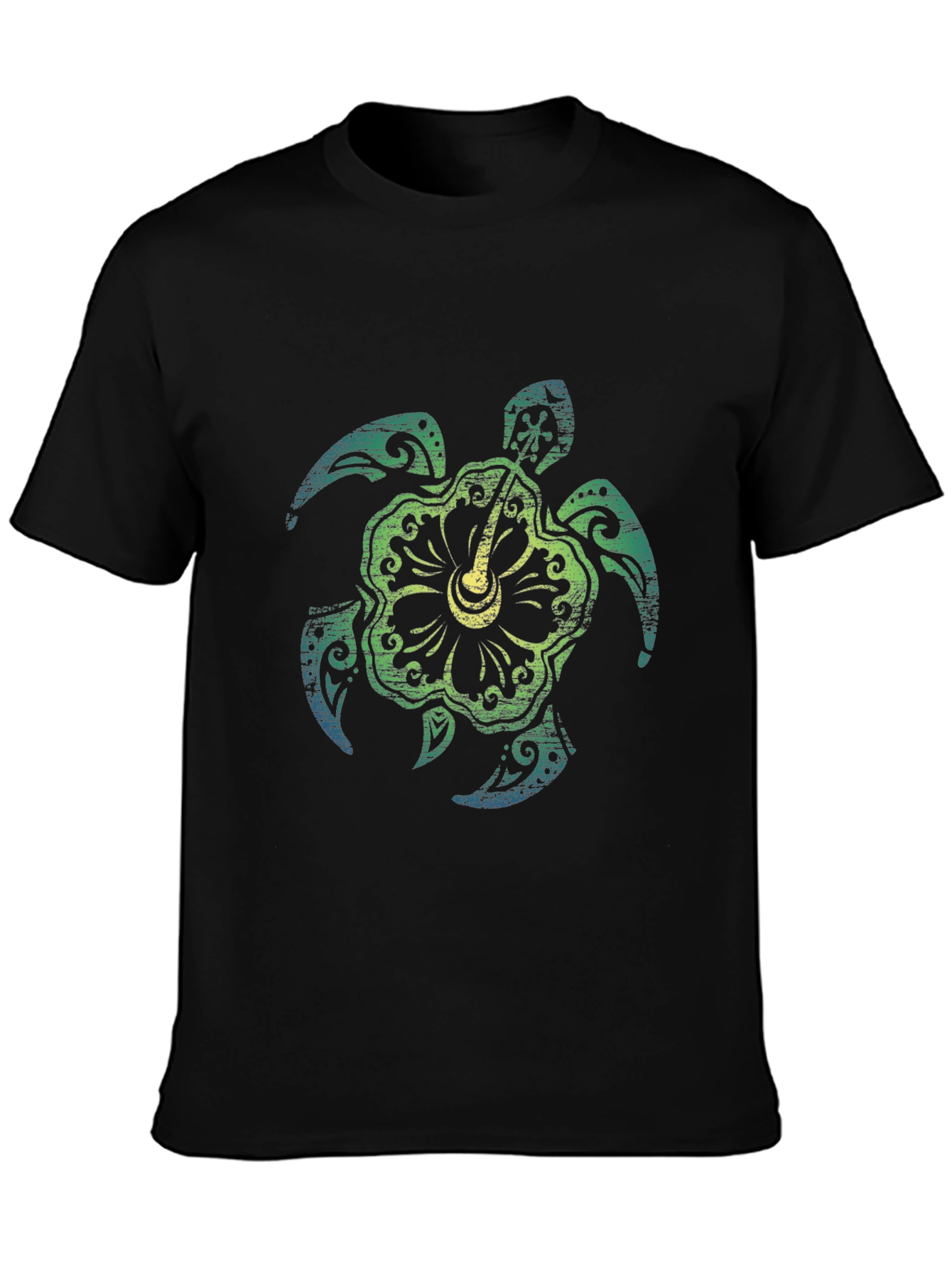 Turtle Hibiscus Graphic Tee - Black