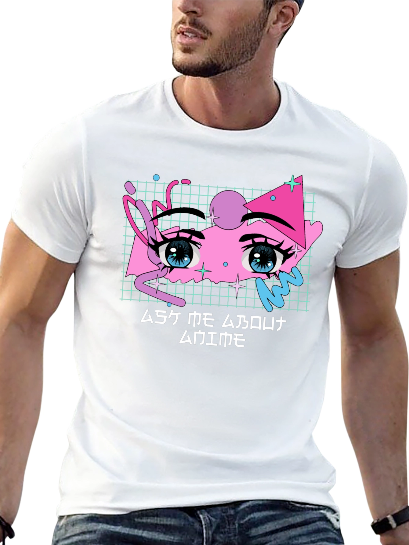 Anime Eyes Graphic Tee - Vaporwave Aesthetic