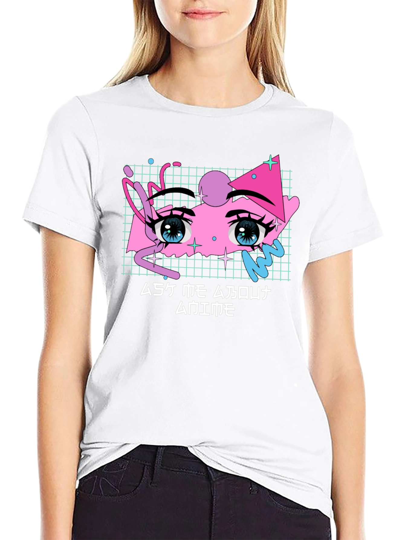 Anime Eyes Graphic Tee - Vaporwave Aesthetic