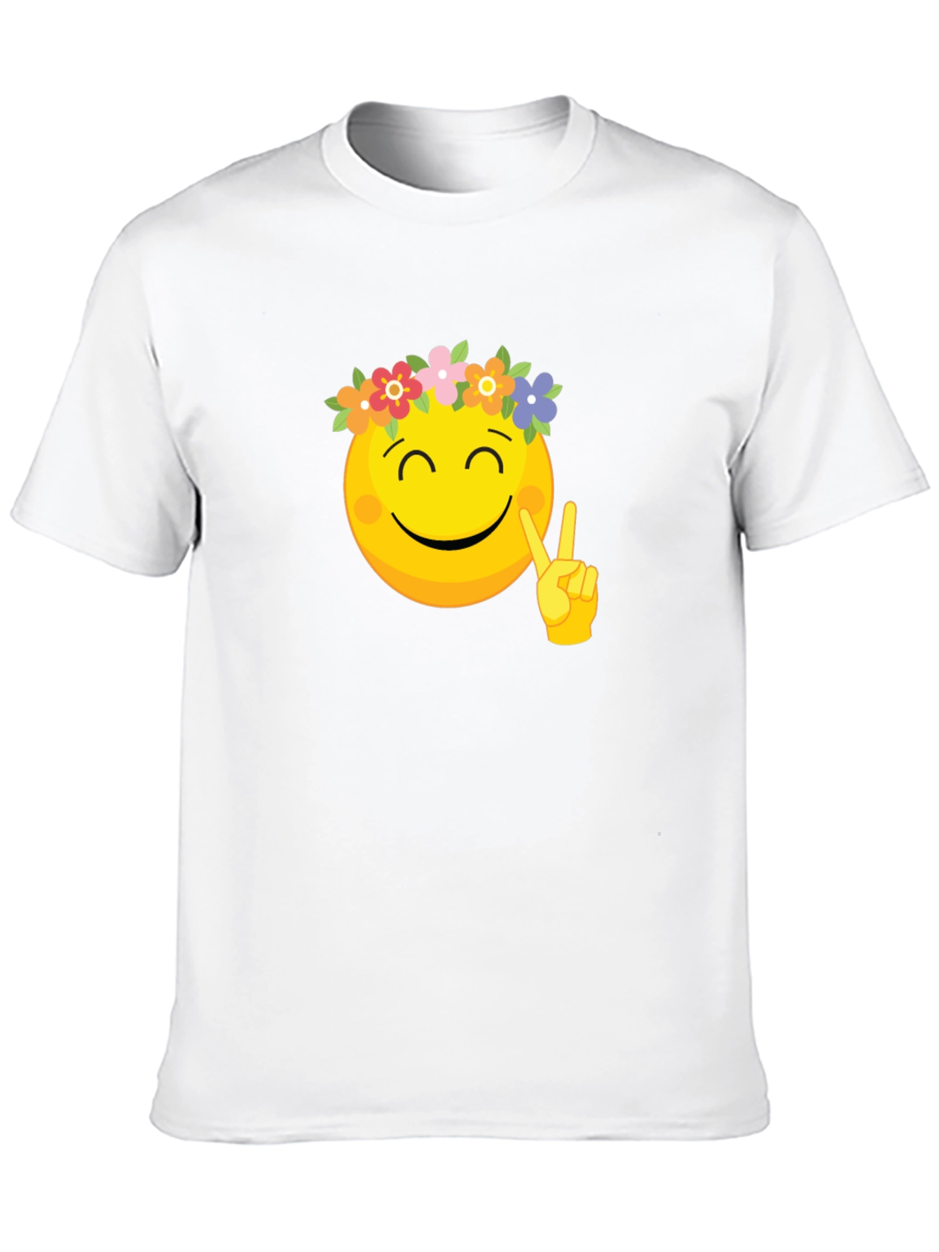 Peace Emoji Flower Crown Black Tee