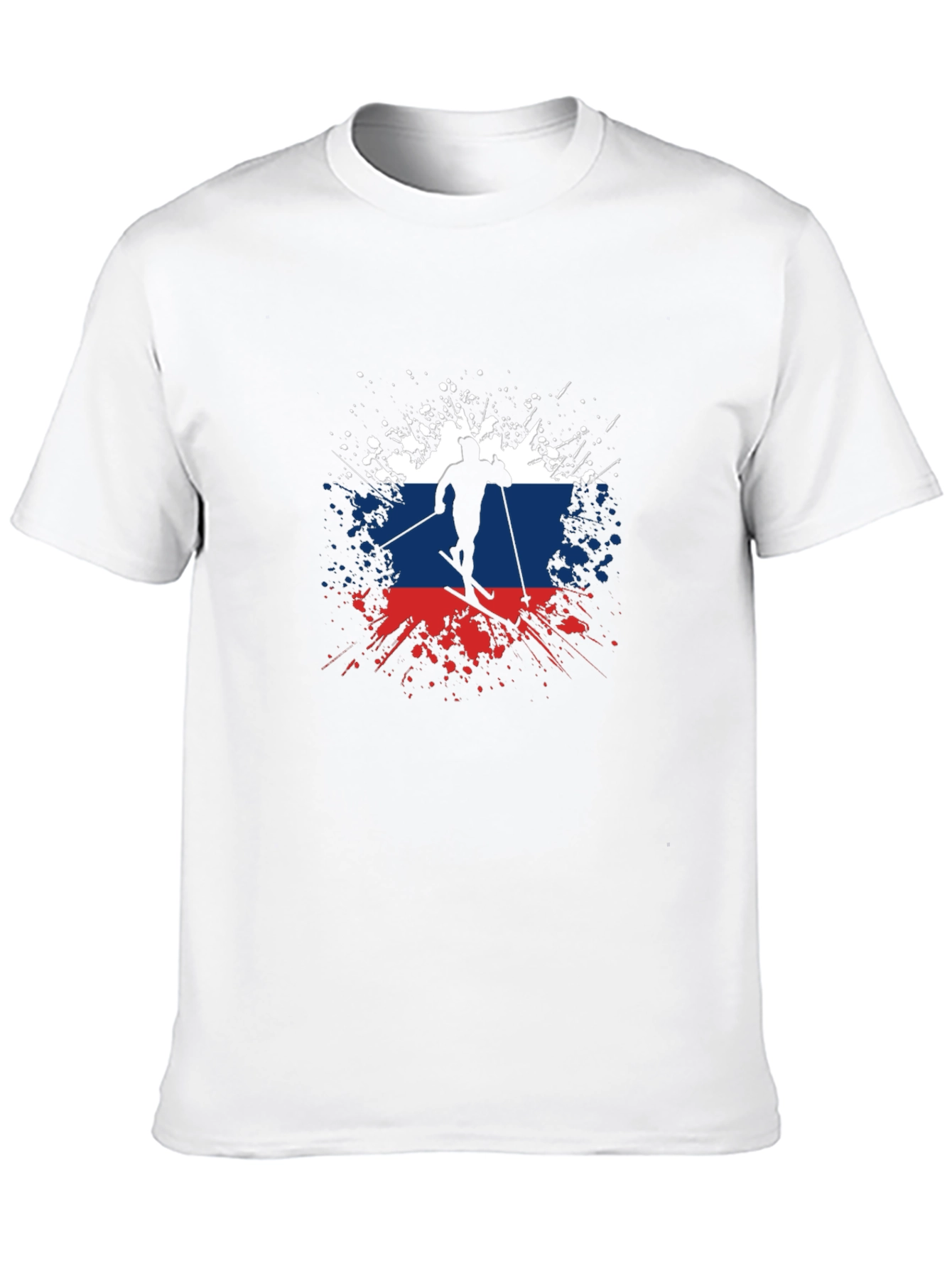Russian Flag Skier Graphic T-Shirt