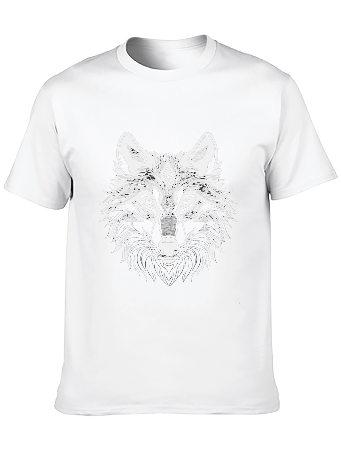 Mens Black T-Shirt with Wolf Graphic
