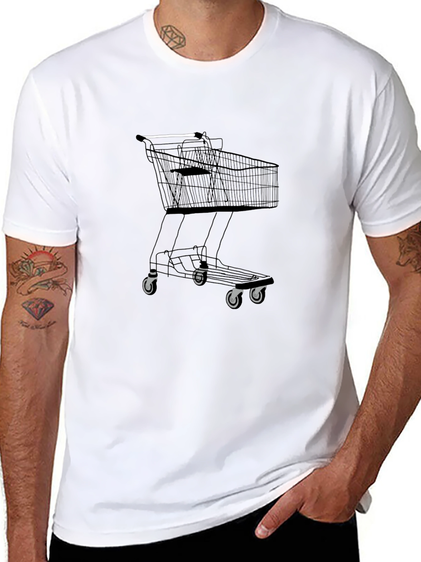 Black Shopping Cart Graphic T-Shirt