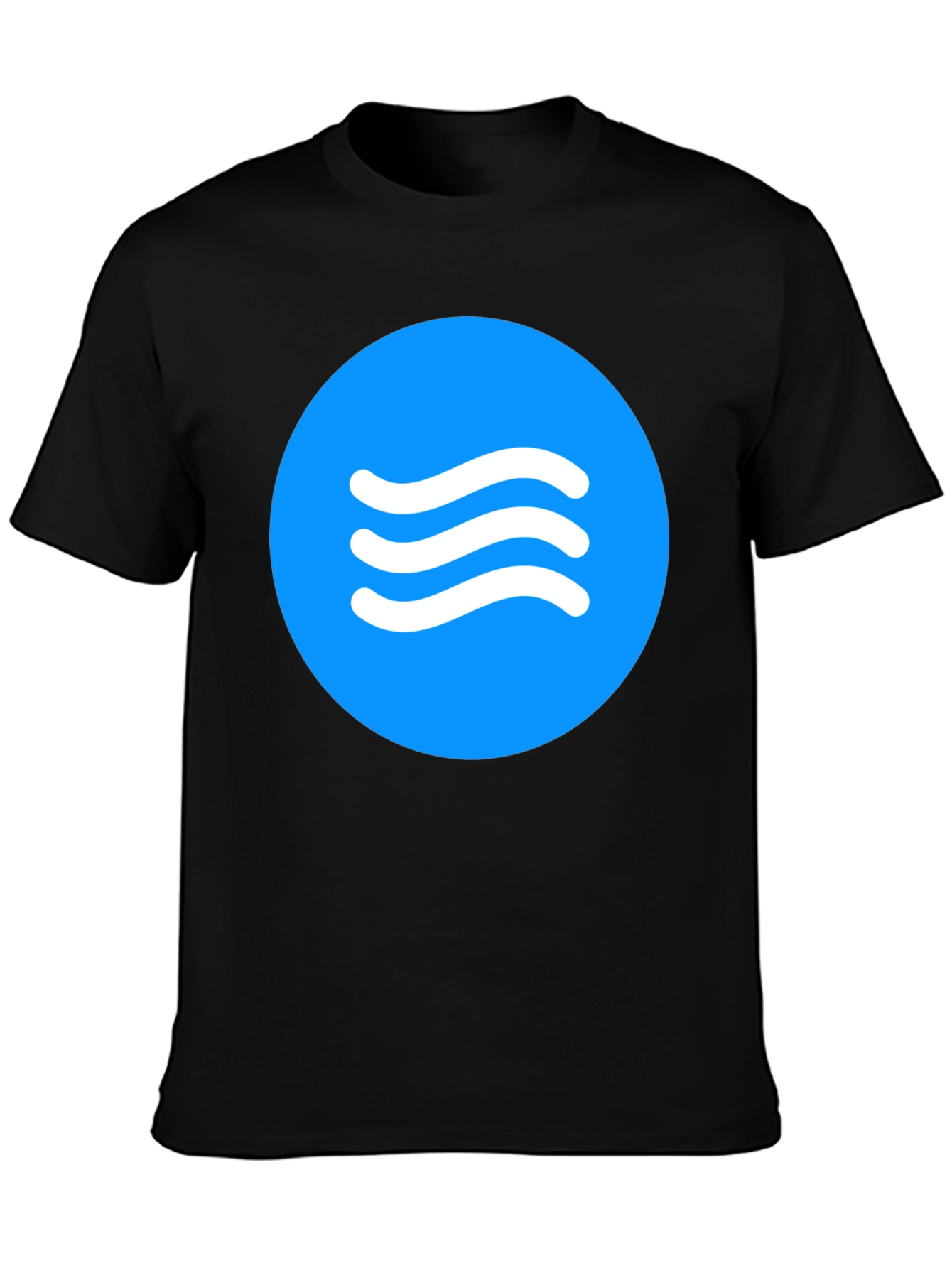 Blue Circle Waves Graphic Black T-Shirt