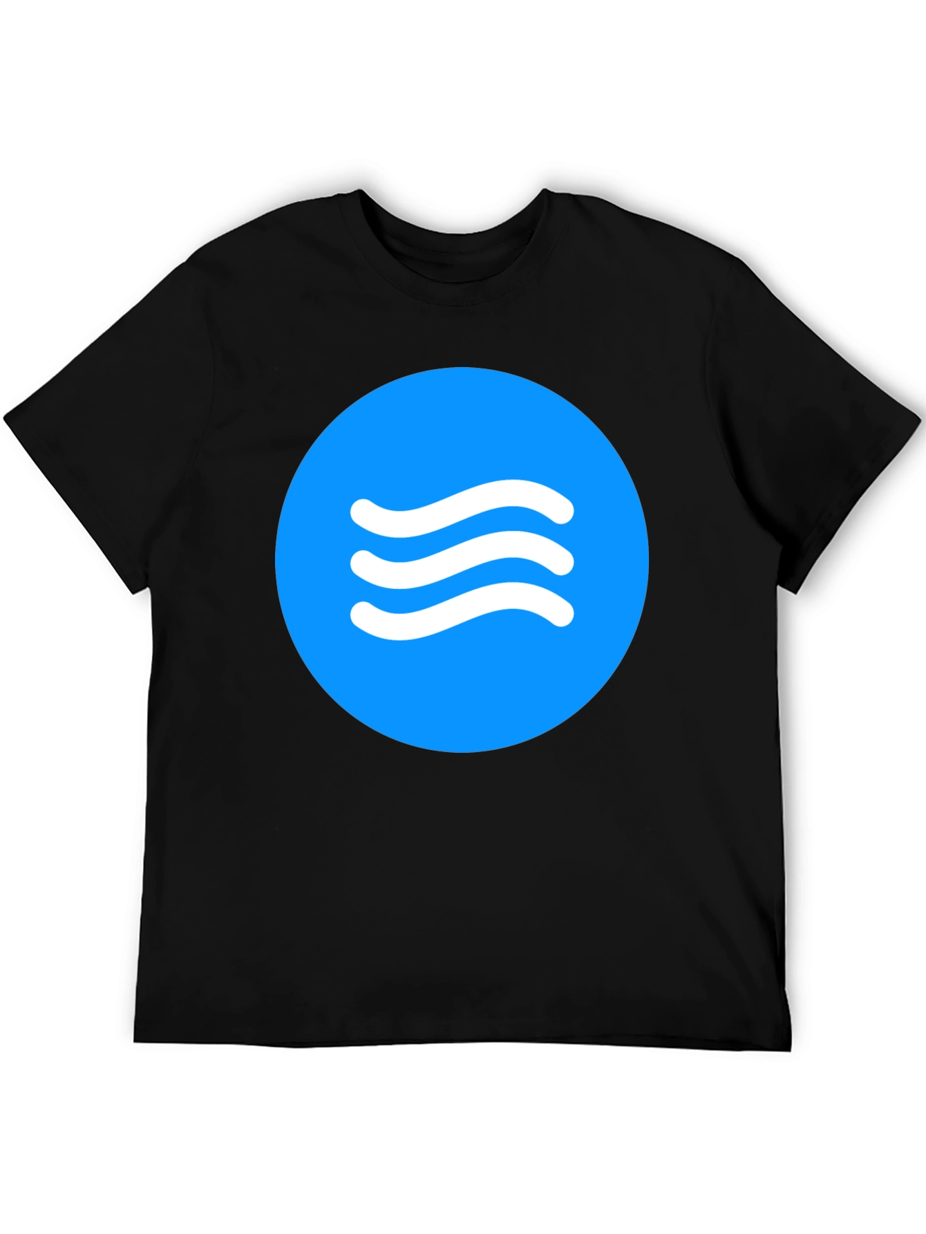 Blue Circle Waves Graphic Black T-Shirt