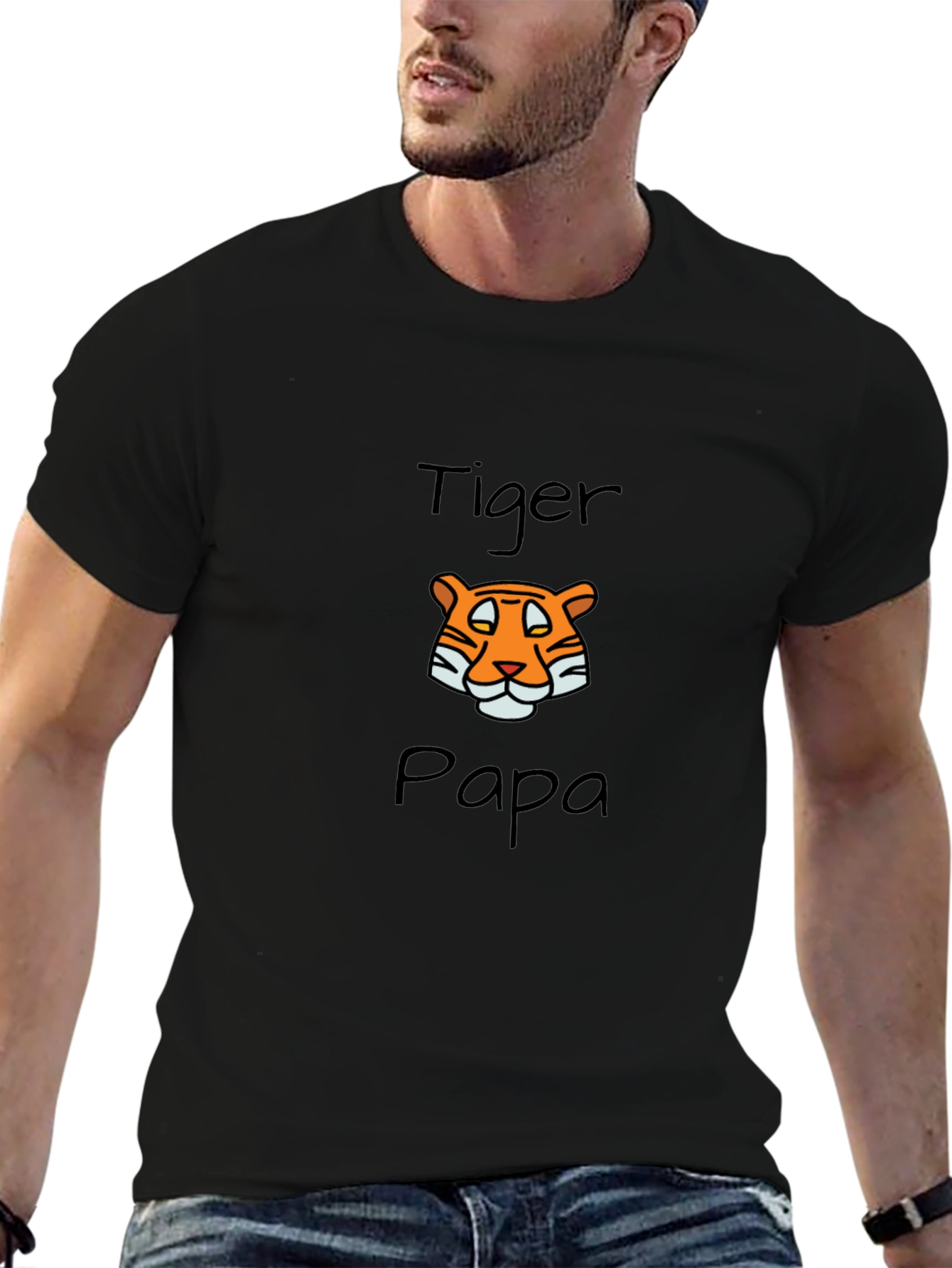 Tiger Papa Graphic T-Shirt - Black