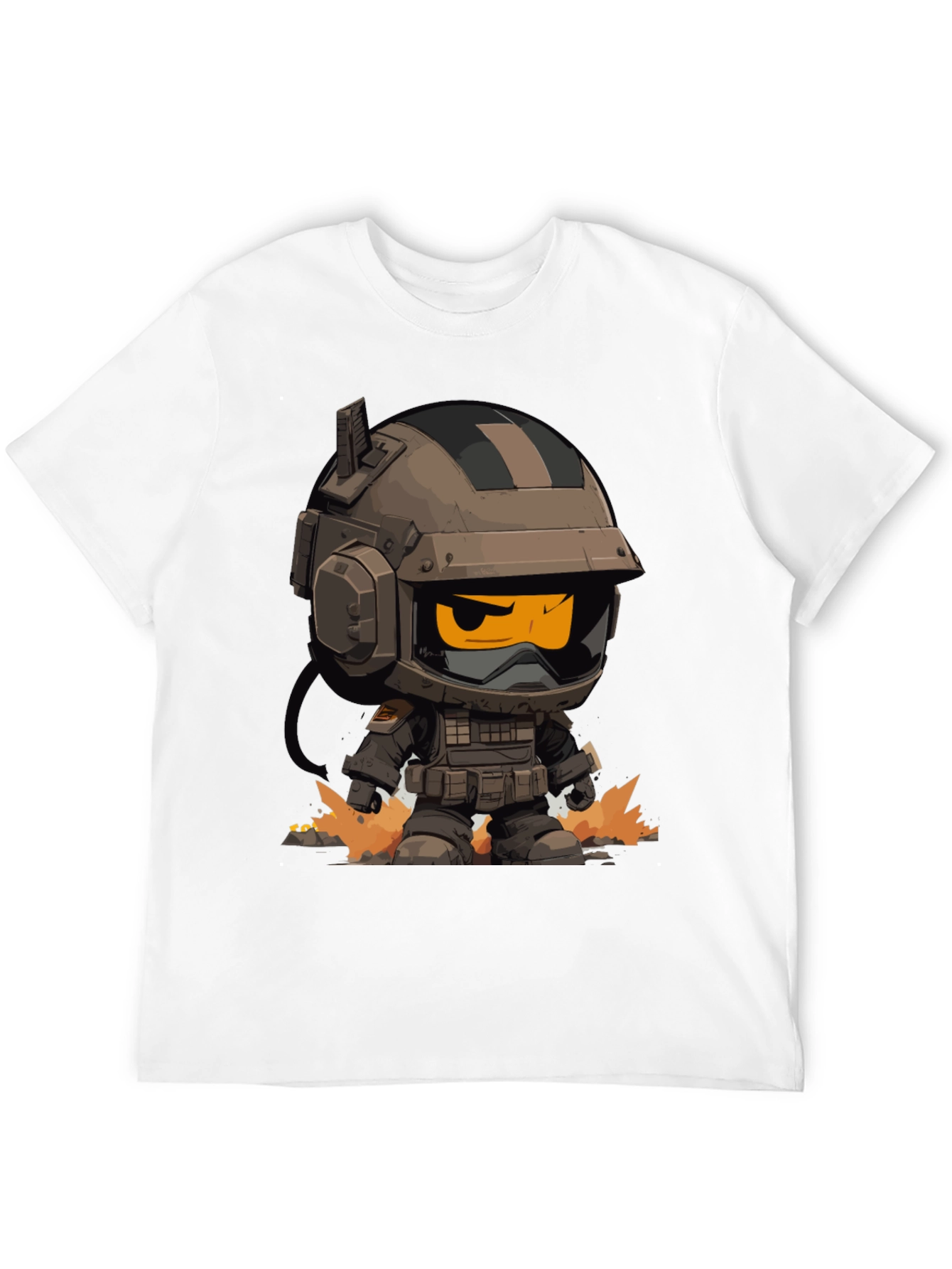Cartoon Soldier Graphic Tee - Black