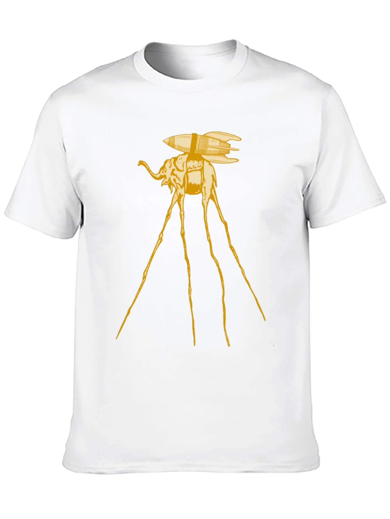 Surreal Elephant Rocket T-Shirt - Artistic Black Tee