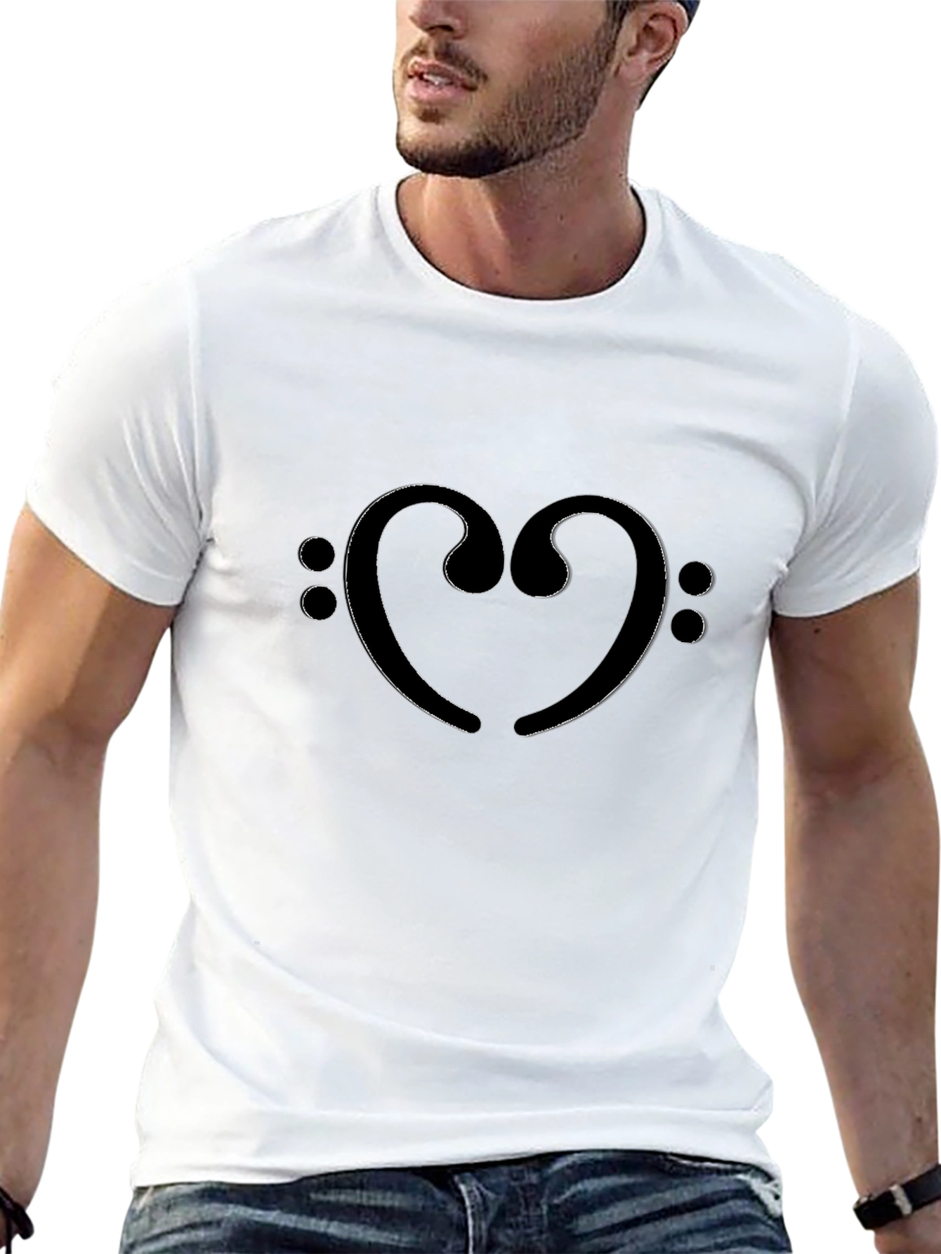 Bass Clef Heart T-Shirt - Music Lover Tee