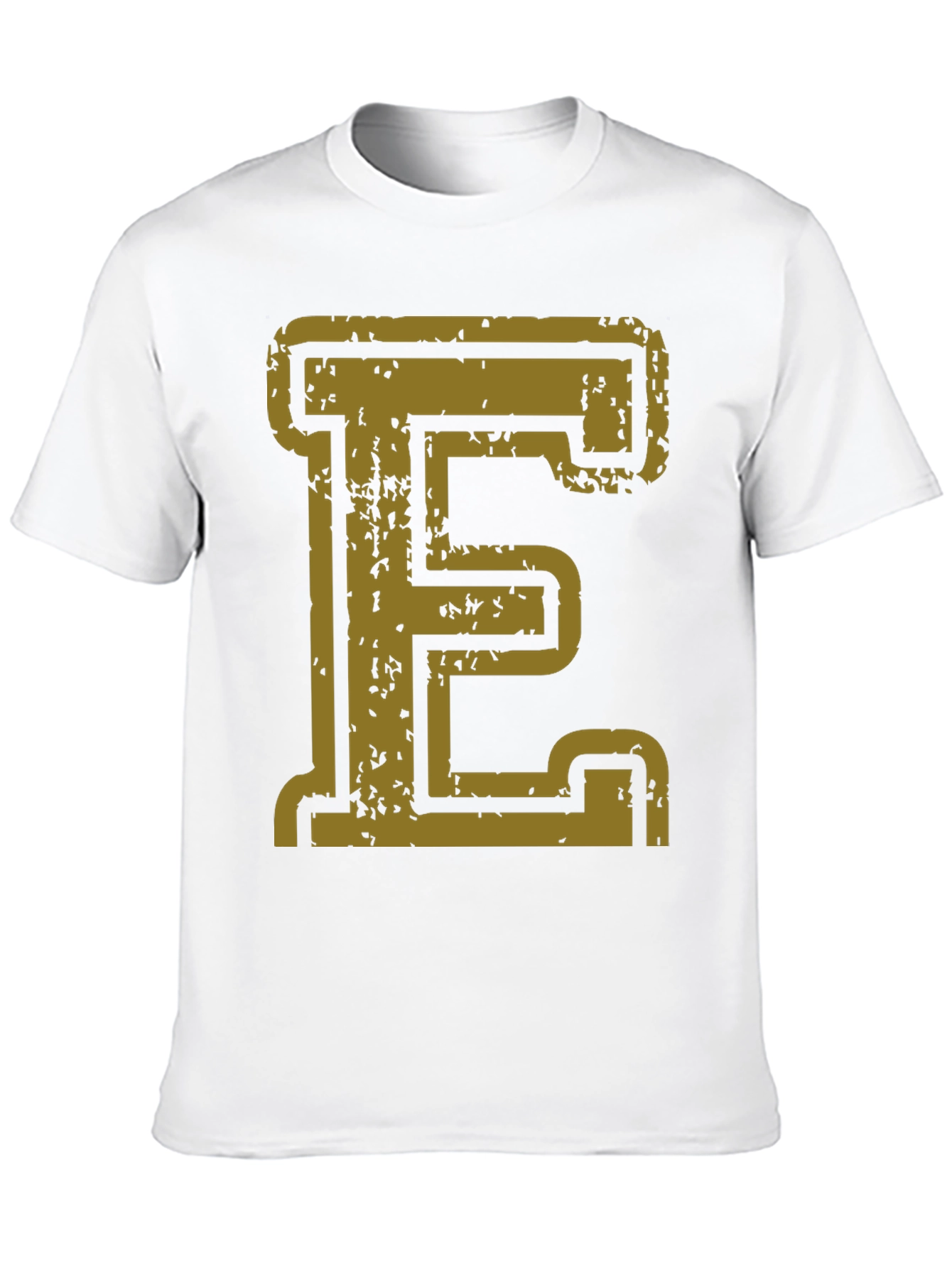 Distressed Gold Letter E Black T-Shirt