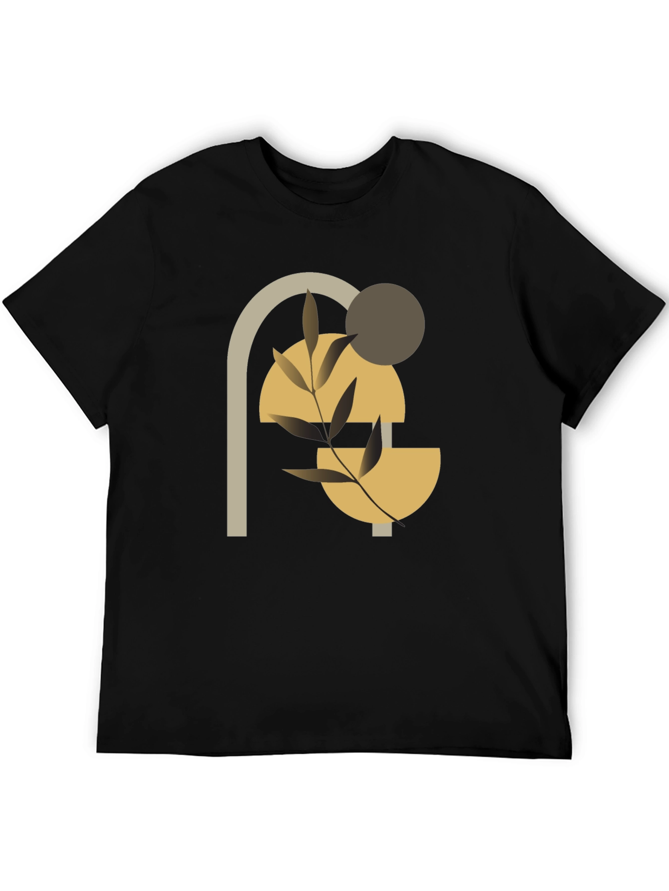 Abstract Geometric Plant Black T-Shirt
