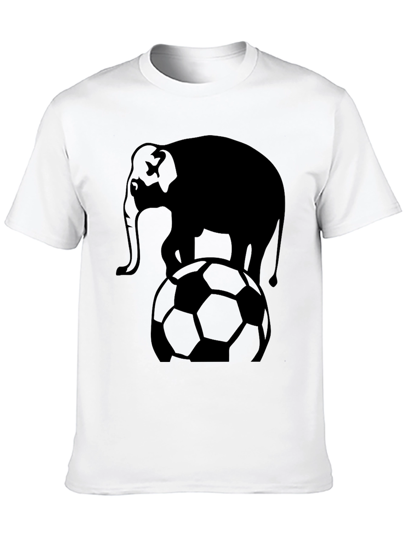 Elephant Soccer Ball Graphic T-Shirt - Black