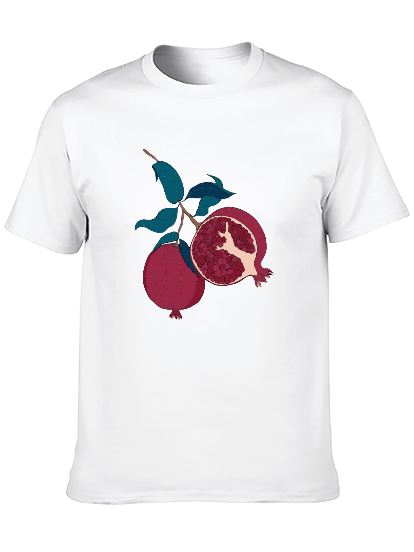 Pomegranate Fruit Graphic Print Black T-Shirt