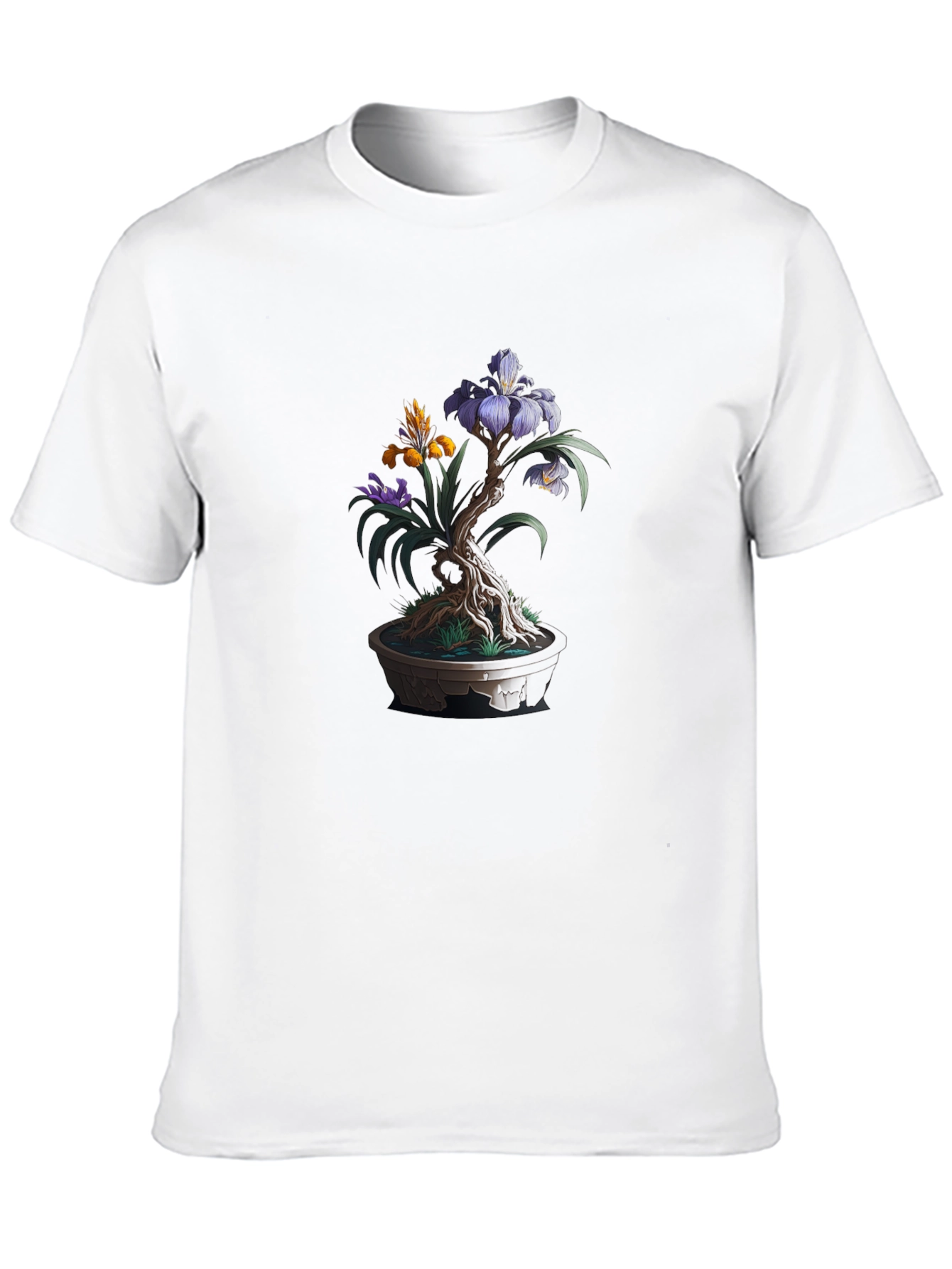 Bonsai Flower Graphic Tee - Artistic Mens Black T-Shirt