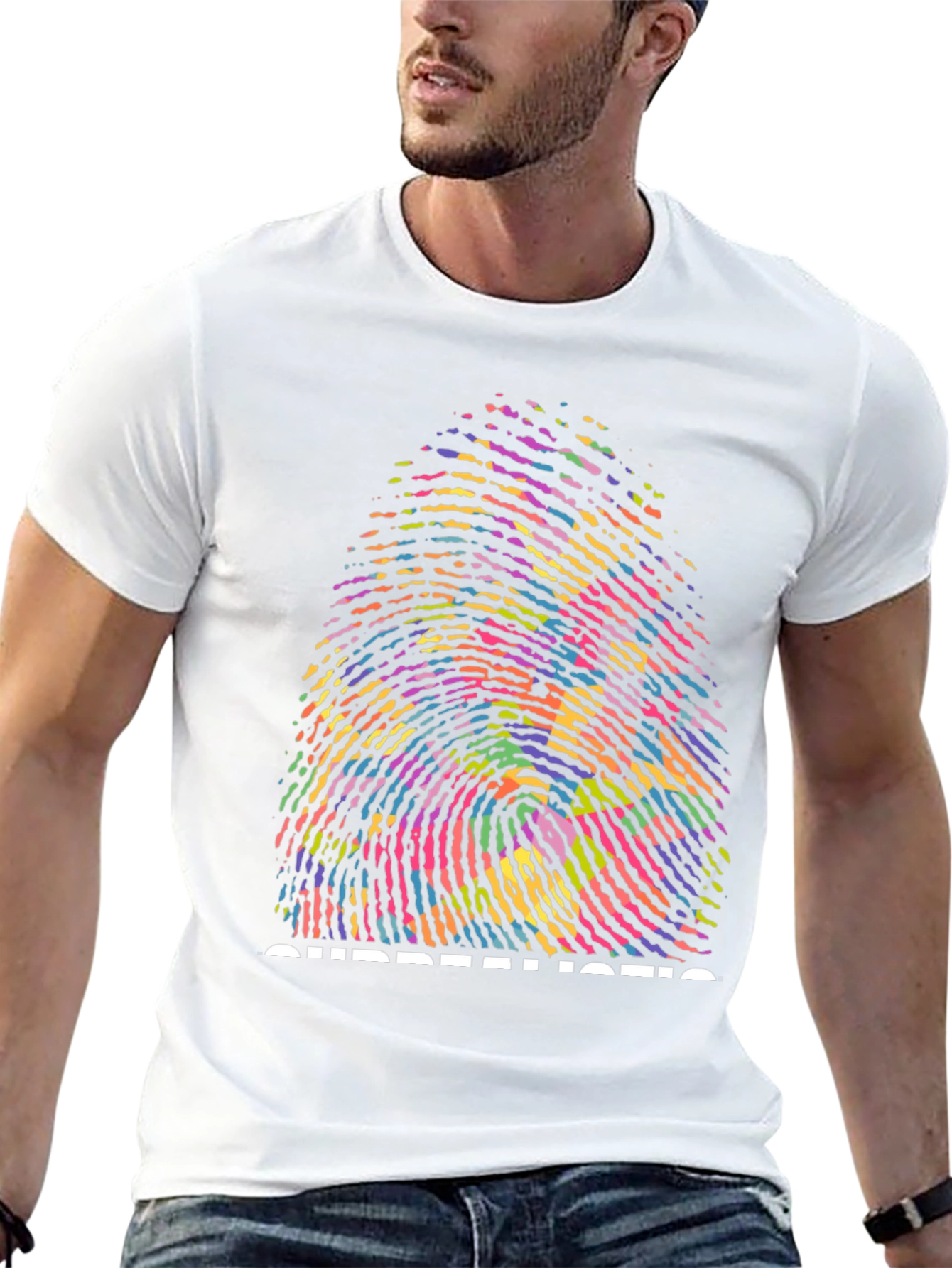 Surrealistic Fingerprint Graphic Tee - Black