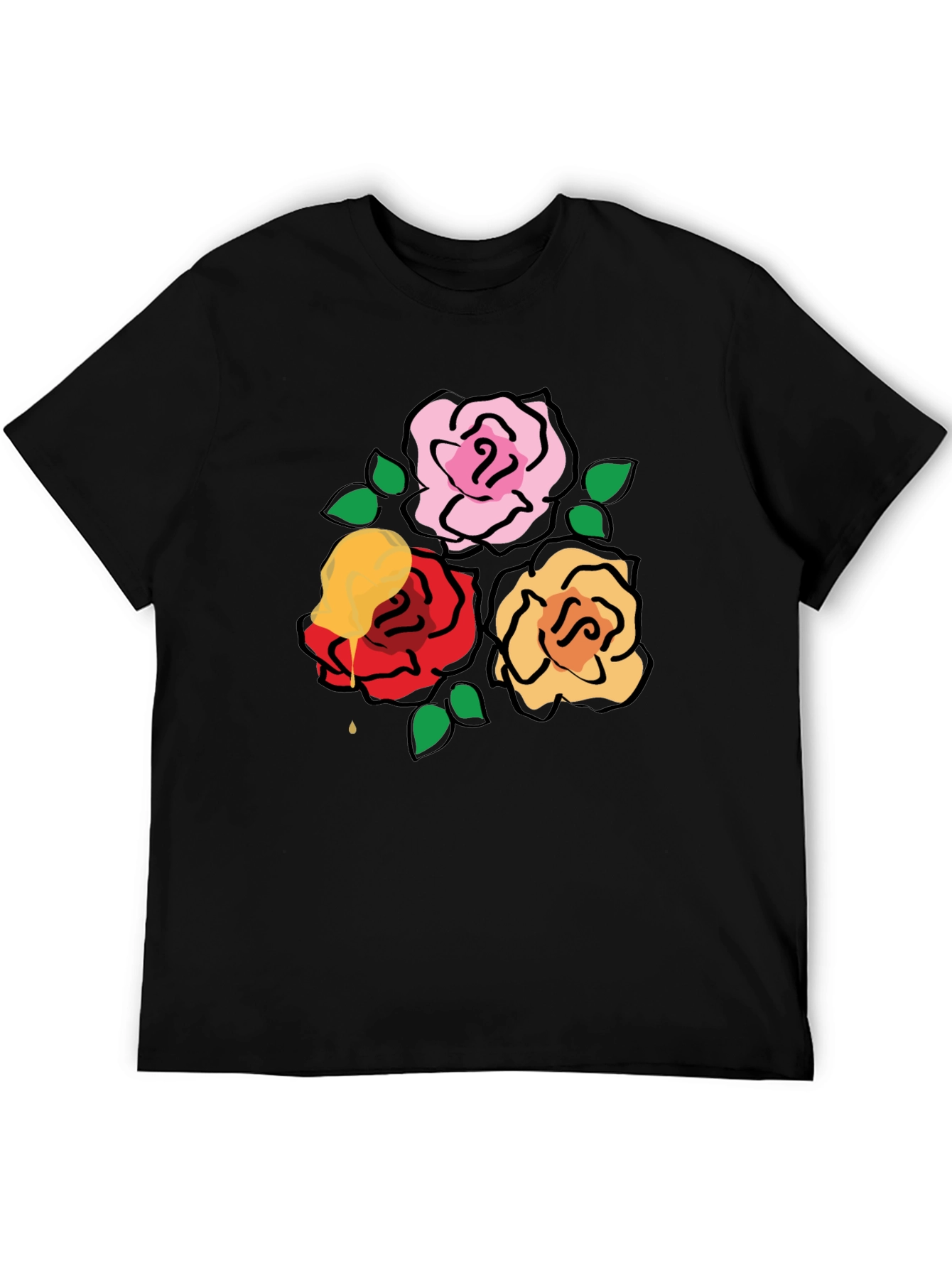 Floral Drip Graphic Tee - Unique Rose Design