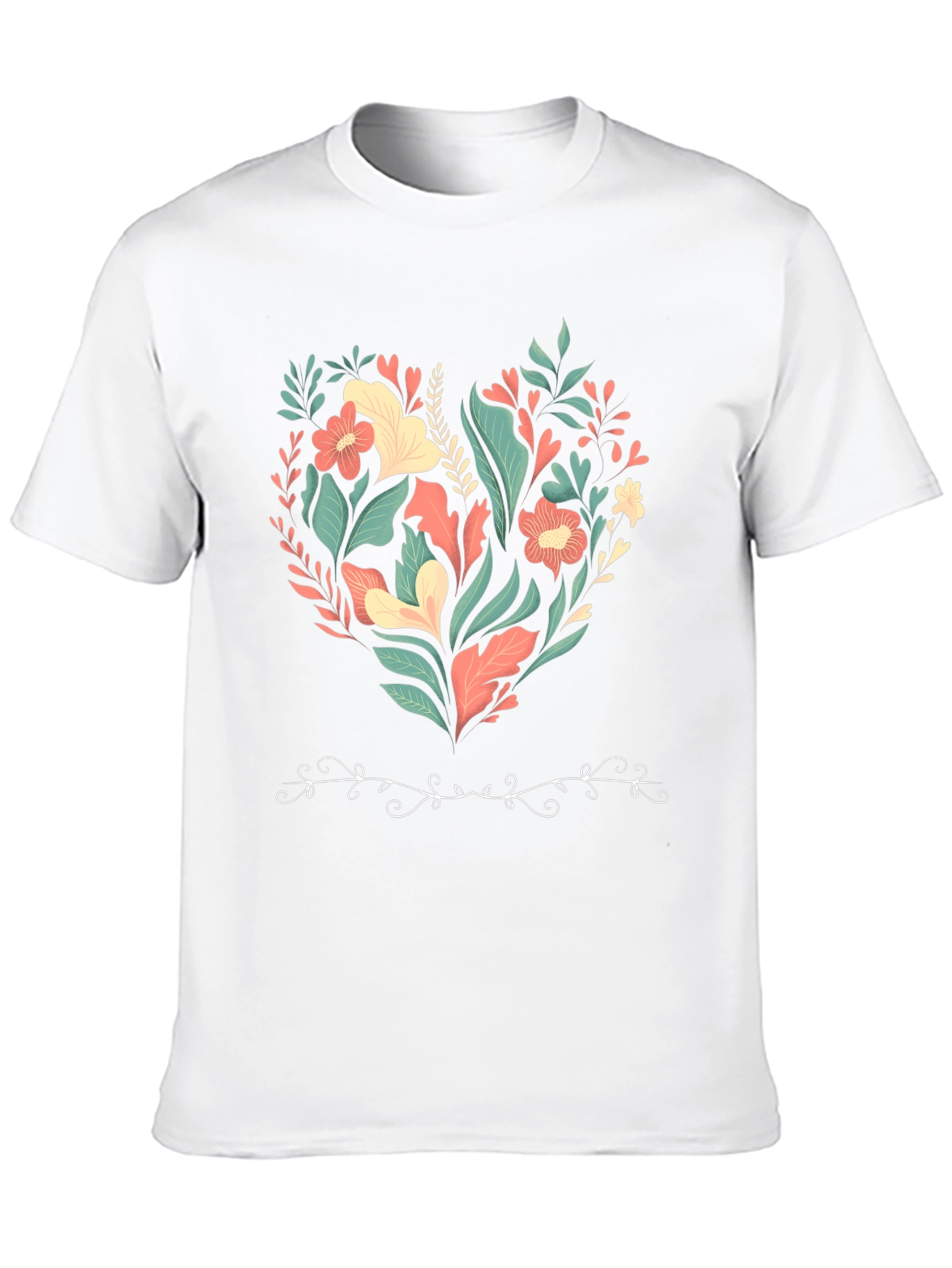 Floral Heart Graphic Print Black T-Shirt