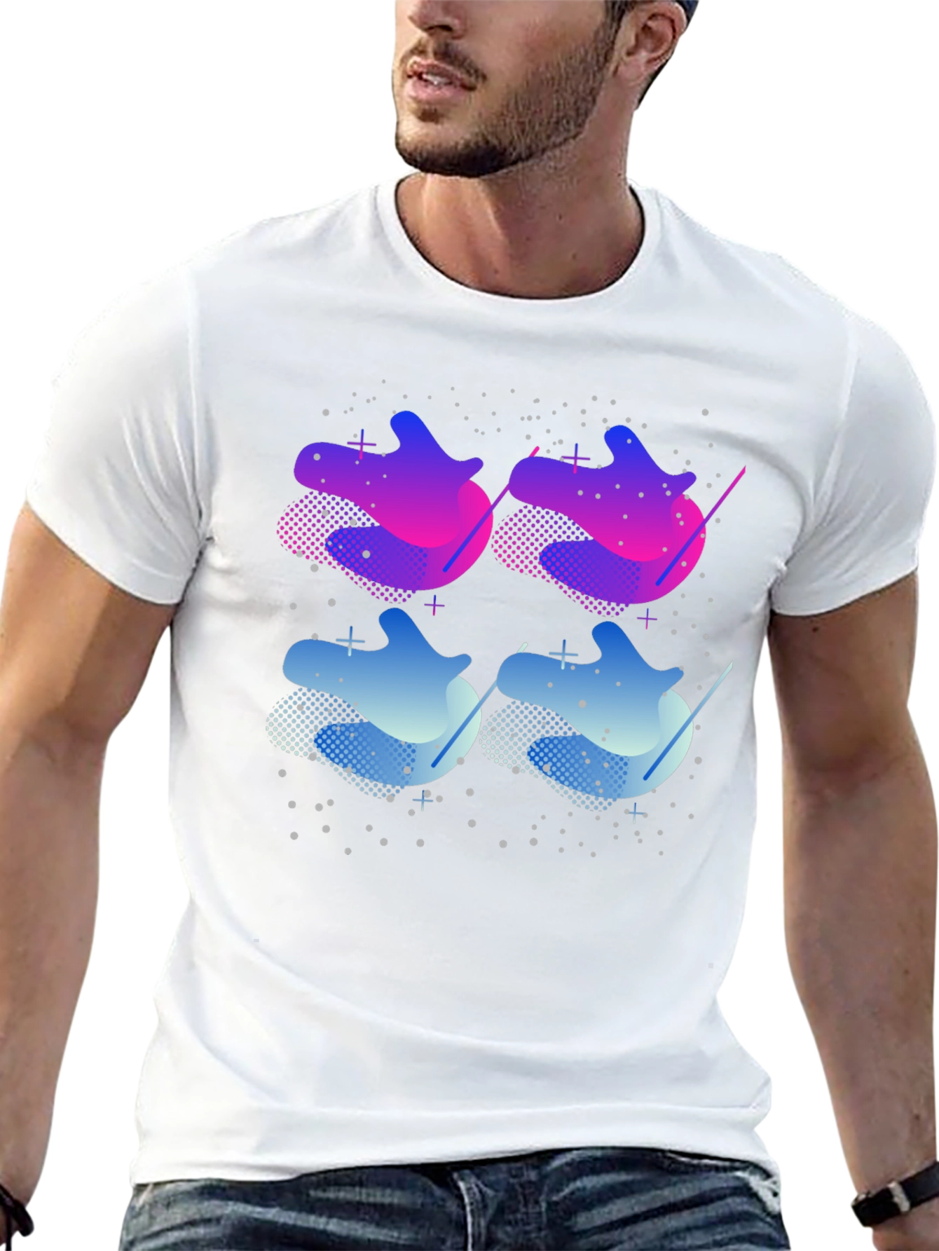 Abstract Gradient Graphic T-Shirt - Black