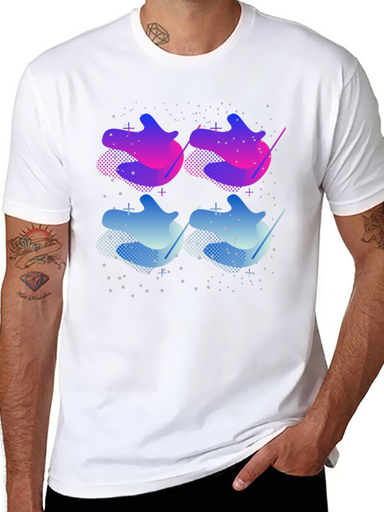 Abstract Gradient Graphic T-Shirt - Black