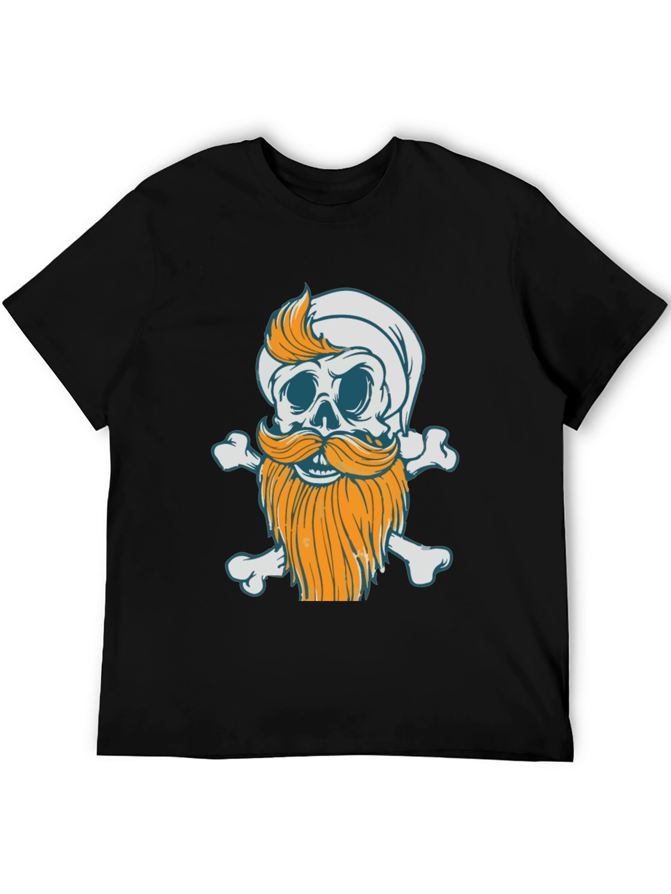Bearded Skull & Crossbones Graphic Tee - Black